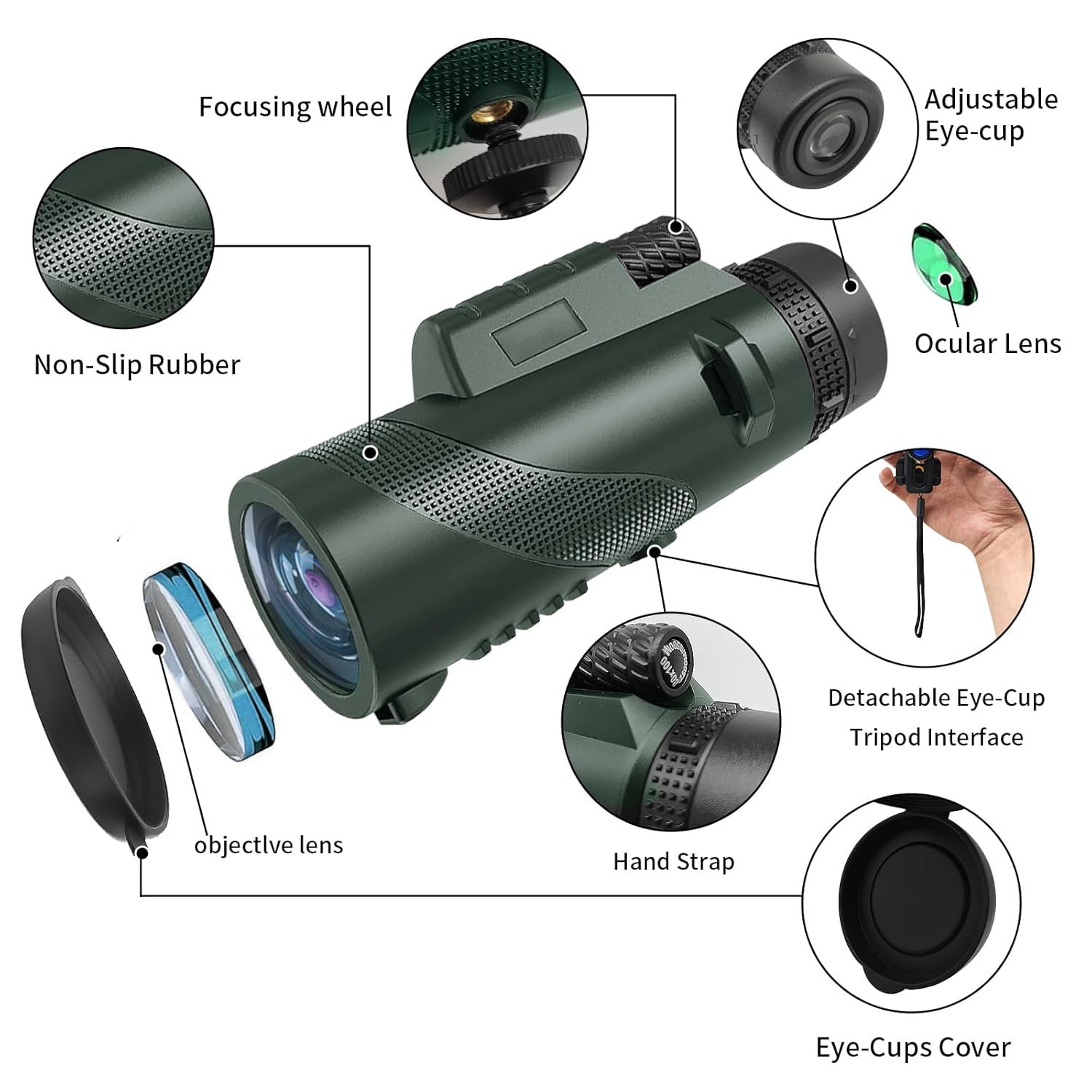 10X42 HD Monocular for Adults, Military Grade Compact Monocular Telescope with BAK-4 Prism & FMC Lens & Smartphone Holder & Tripod, Stargazing Hunting Bird Watching, Camping...
