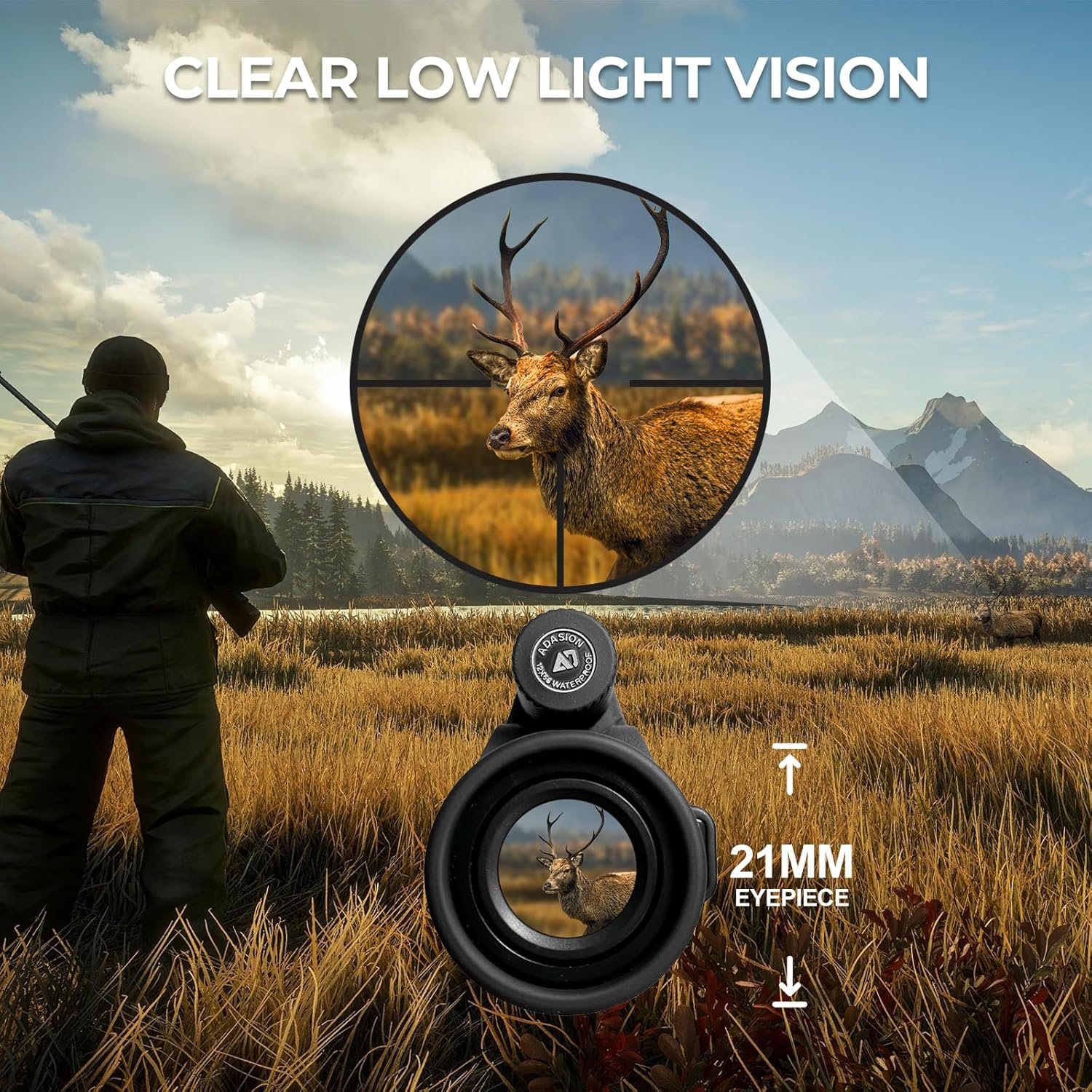 12x56 HD Monocular Telescope High Powered for Adults with Smartphone Adapter, High Powered Monocular Scope with Clear Low Light Vision for Star Watching, Bird Watching, Hiking,...
