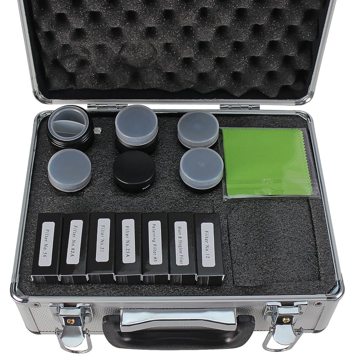 13 Piece Telescope Accessory Kit - 1.25" Telescope Eyepiece and Filter Set with a Sturdy Carry Case - 5pcs Plossl Telescope Eyepieces - 2X Barlow Lens - 7pcs Filters