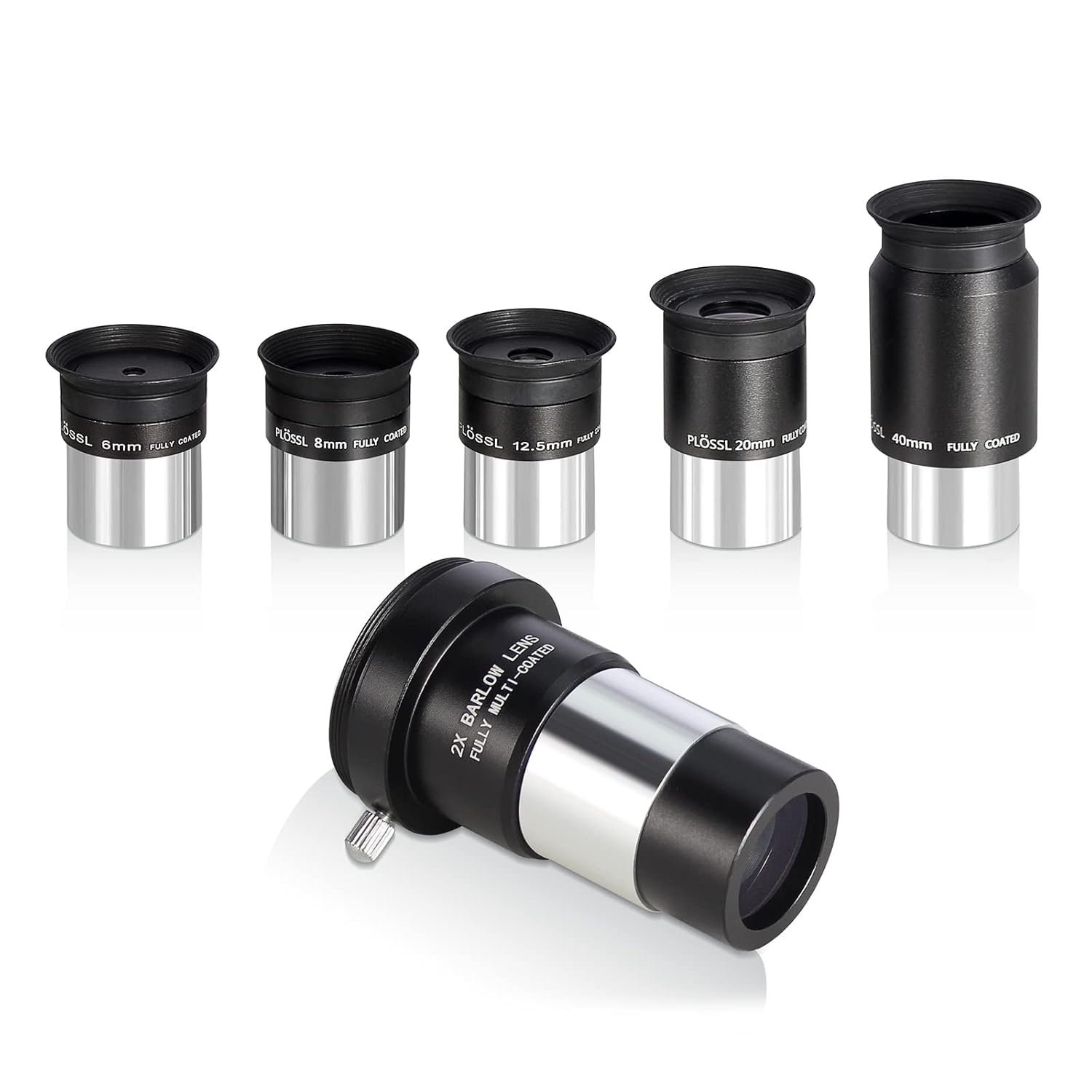 13 Piece Telescope Accessory Kit - 1.25" Telescope Eyepiece and Filter Set with a Sturdy Carry Case - 5pcs Plossl Telescope Eyepieces - 2X Barlow Lens - 7pcs Filters