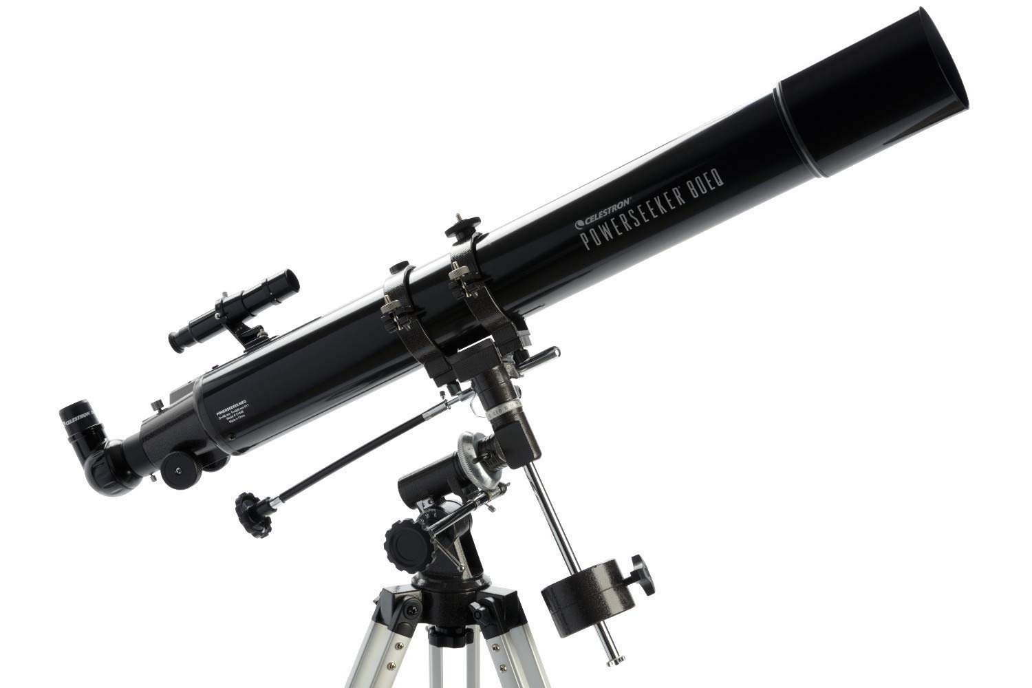 Celestron 21048 PowerSeeker 80EQ Refractor Telescope - Includes Two Eyepieces, Erect Image Diagonal, 3X Barlow Lens, Height-Adjustable Tripod and Deluxe Accessory Tray, Black