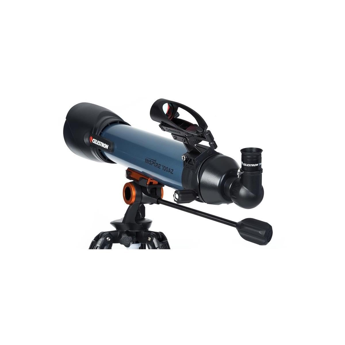 Celestron 22403 Inspire 100AZ Refractor Telescope with Built-in Smartphone Adapter, Blue