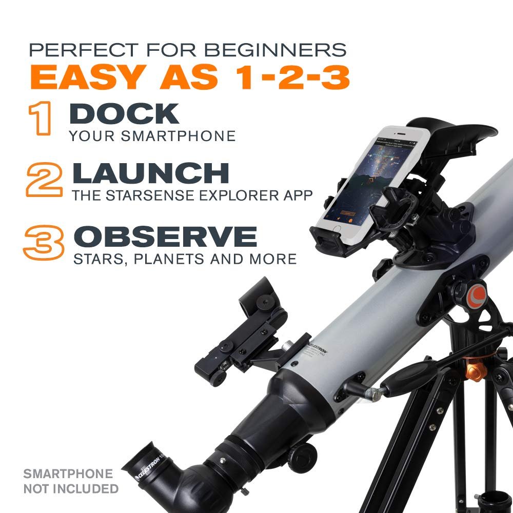 Celestron 22451 StarSense Explorer LT 80AZ Smartphone App-Enabled Telescope – Works with StarSense App to Help You Find Stars, Planets & More – iPhone/Android Compatible