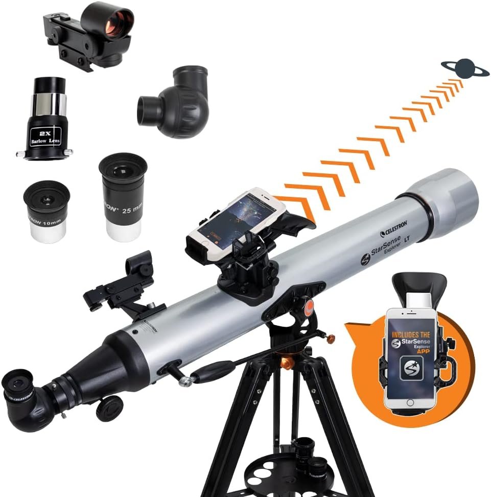 Celestron 22451 StarSense Explorer LT 80AZ Smartphone App-Enabled Telescope – Works with StarSense App to Help You Find Stars, Planets & More – iPhone/Android Compatible