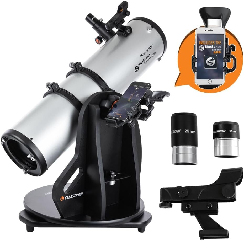 Celestron 22482 StarSense Explorer 150mm Tabletop Dobsonian Smartphone App-Enabled Telescope Works with StarSense App to Help You Find Nebulae, Planets & More – iPhone/Android...