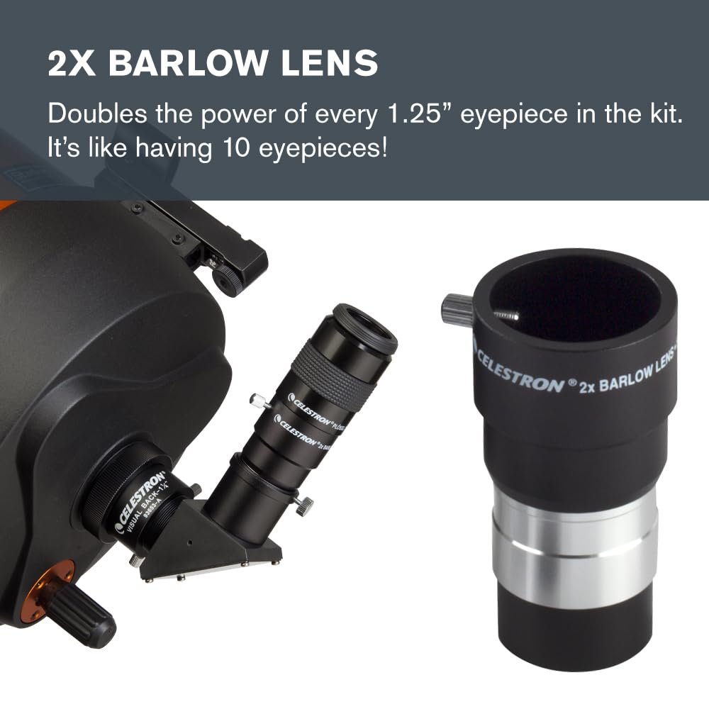Celestron 94303 1.25 inch Eyepiece & Filter Kit - Includes 14 Pieces in Metal Foam-Lined Carry Case, Silver