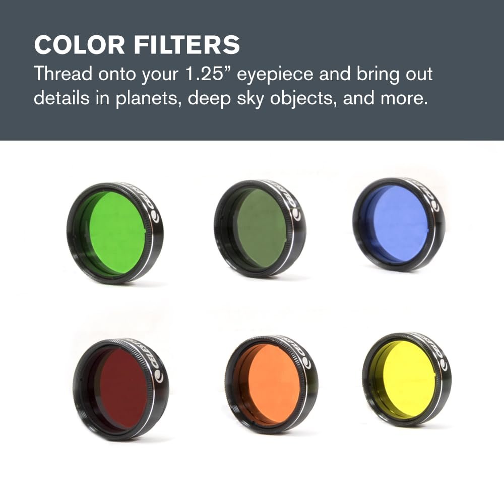 Celestron 94303 1.25 inch Eyepiece & Filter Kit - Includes 14 Pieces in Metal Foam-Lined Carry Case, Silver