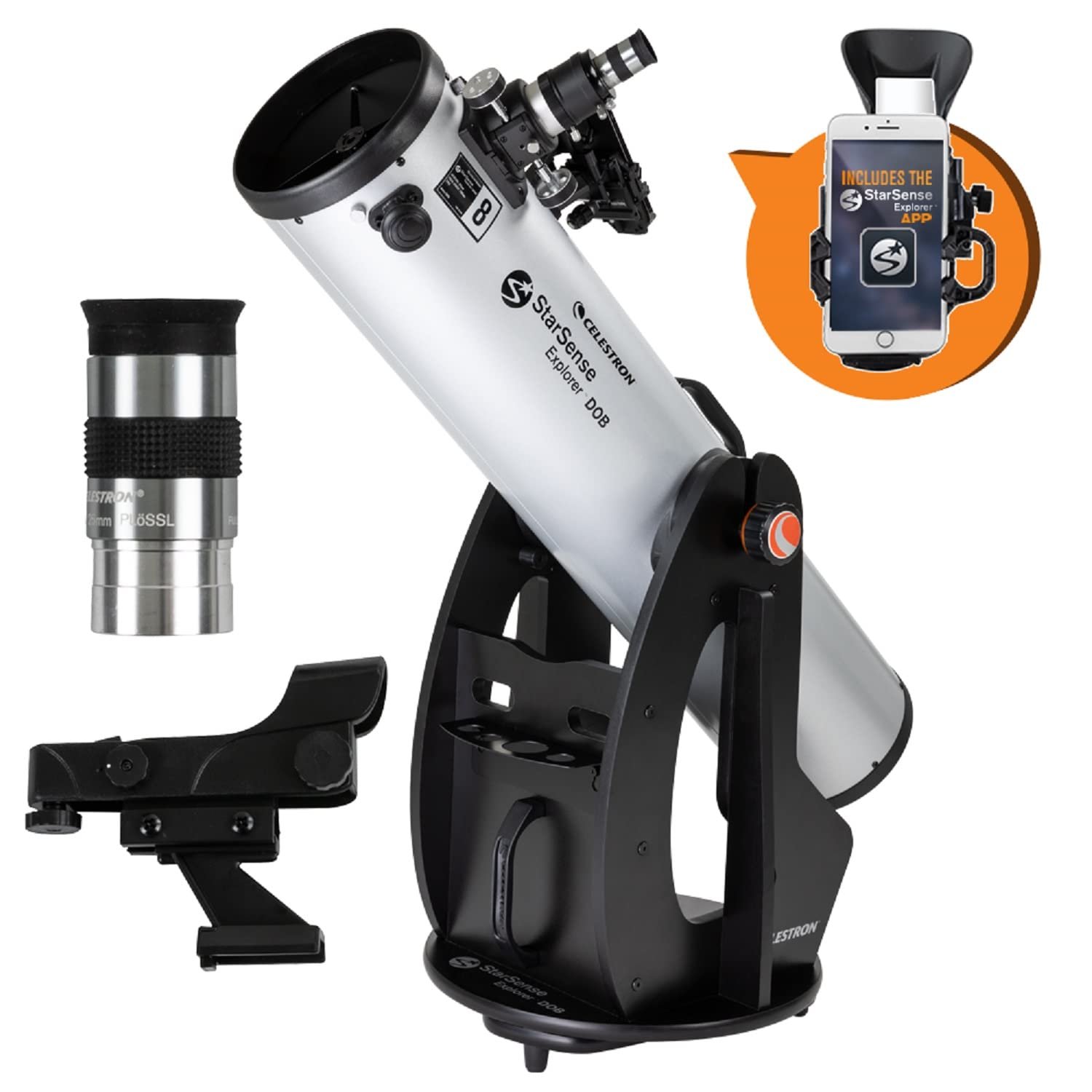 Celestron StarSense Explorer 8-inch App-Enabled Telescope – 203mm Dobsonian with Smartphone Dock & StarSense App – iPhone & Android Compatible – Easy-to-Use for Beginners