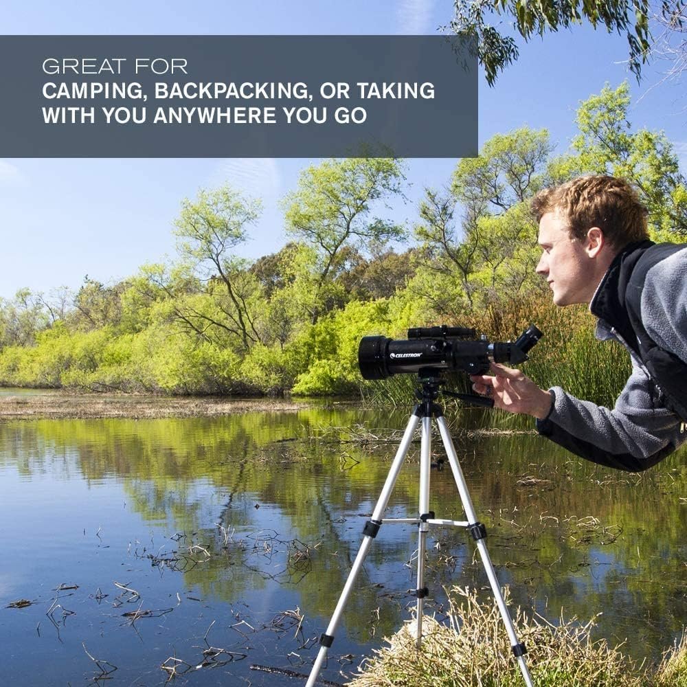 Celestron Travel Scope 70 Portable Refractor Telescope – 70mm Aperture, Fully-Coated Glass Optics – Includes Tripod, Backpack & Software – Ideal for Beginners & Travel