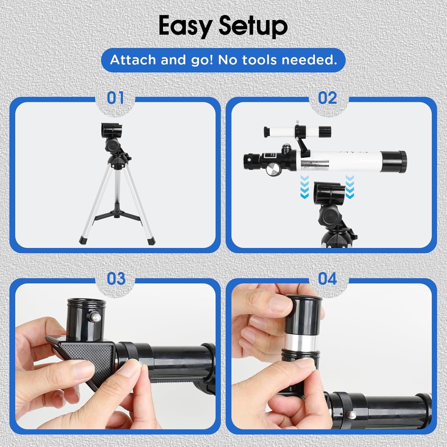 ESAKO Telescope for Kids, 100x Magnification, Kids Telescope with Two Eyepieces, Finder Scope, Tabletop Tripod Educational Gift