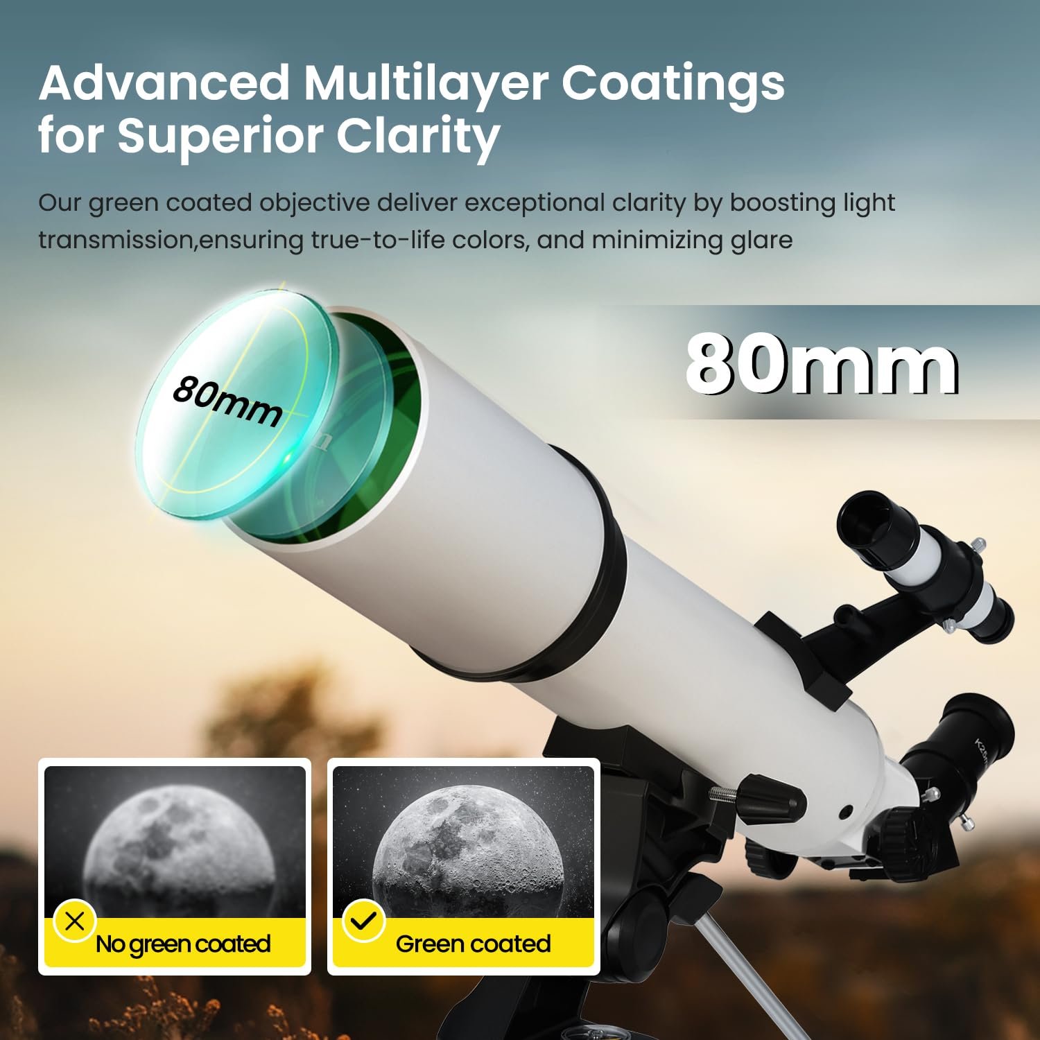 ESAKO Telescope for Kids & Beginners, 70mm Aperture Portable Telescopes with 3 Eyepieces, Height Adjustable Tripod & Phone Adapter & Remote Control