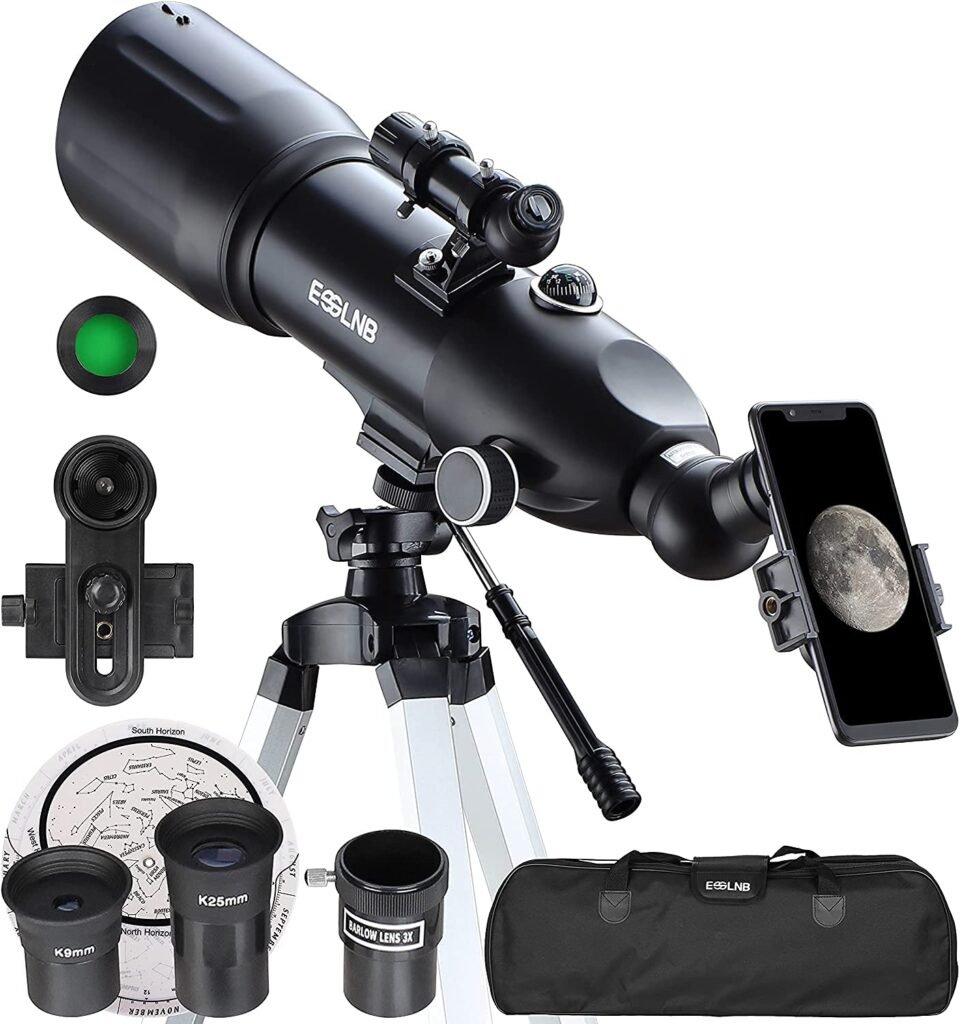ESSLNB Telescope for Adults, 70mm Aperture Refractor Telescopes (15X-180X) for Astronomy Beginners, Portable Travel Telescope with Phone Adapter & Adjustable Tripod