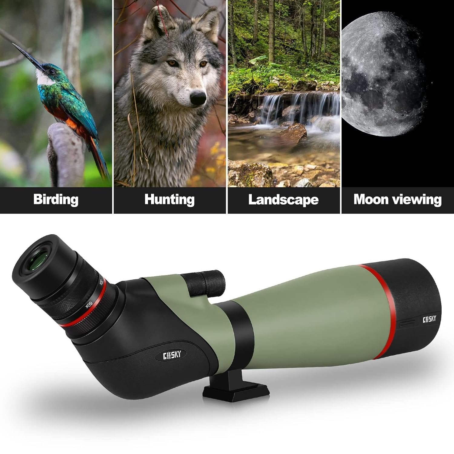 Gosky 20-60X80 HD Dual Focusing Spotting Scope, BAK4 Prism 45 Degree Angled Eyepiece with Tripod, Smartphone Adapter, Scope for Bird Watching Target Shooting Hunting Wildlife...