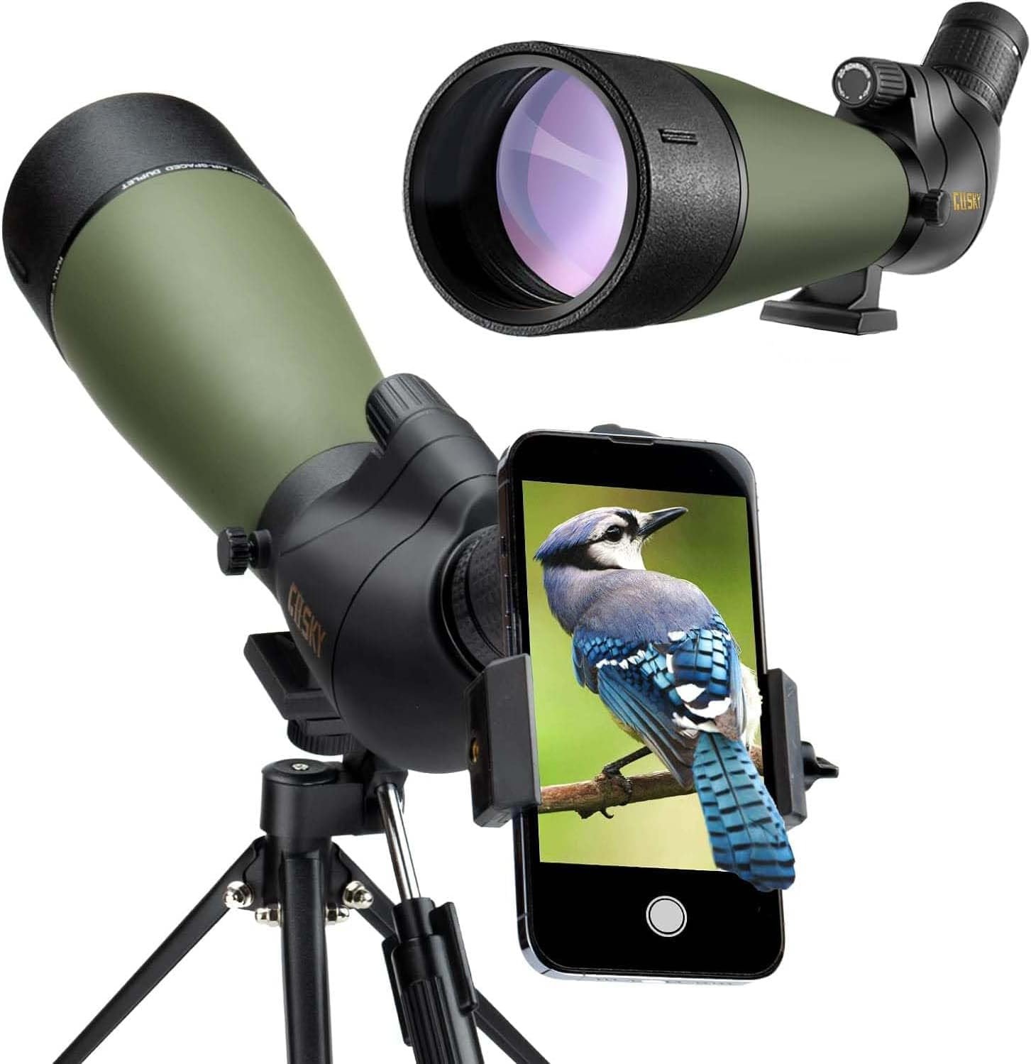 Gosky 20-60X80 HD Dual Focusing Spotting Scope, BAK4 Prism 45 Degree Angled Eyepiece with Tripod, Smartphone Adapter, Scope for Bird Watching Target Shooting Hunting Wildlife...