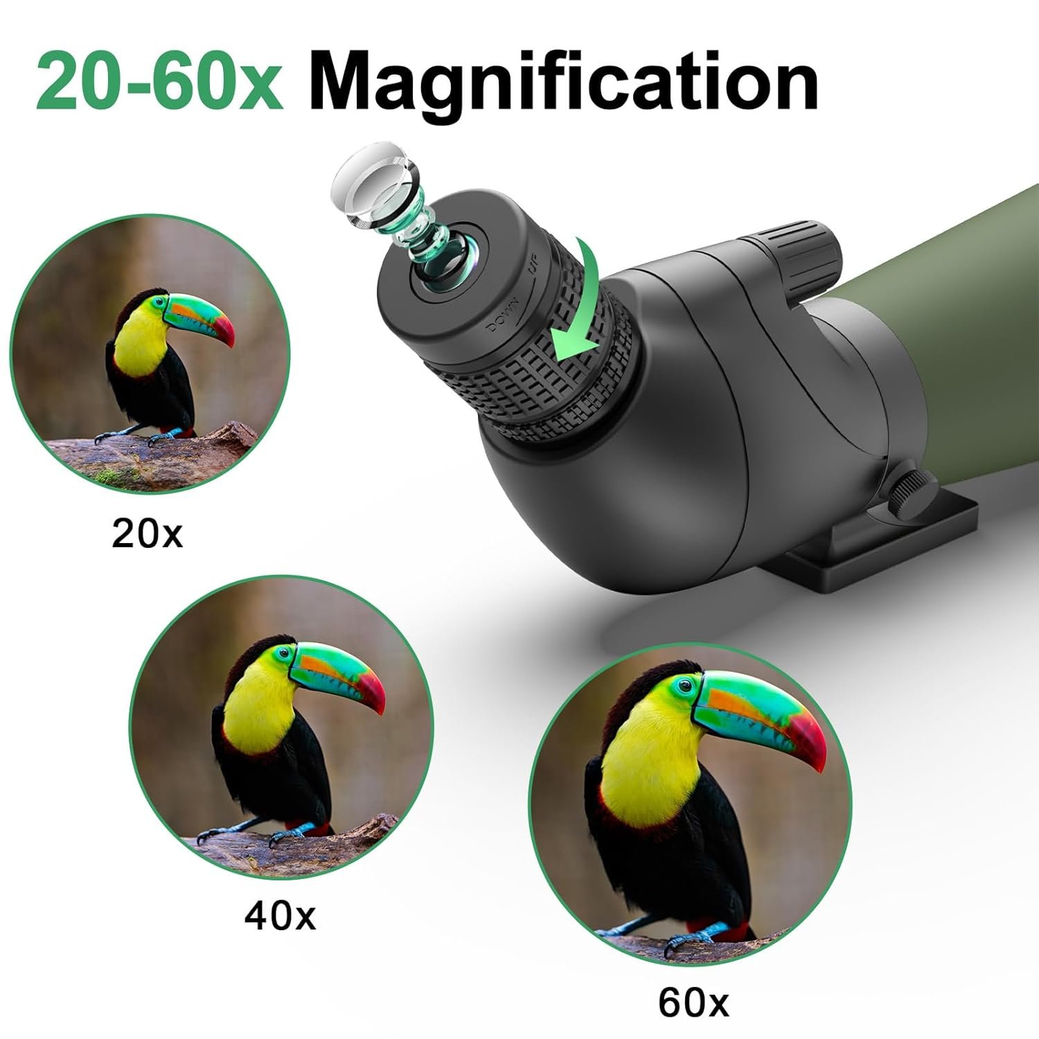 Gosky Flagship DiamondEdge 20-60x80 Spotting Scope with Tripod, Carrying Bag and Quick Phone Holder - BAK4 High Definition Waterproof Spotter Scope for Bird Watching Wildlife...
