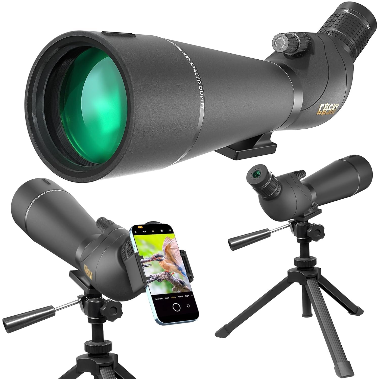 Gosky Flagship DiamondEdge 20-60x80 Spotting Scope with Tripod, Carrying Bag and Quick Phone Holder - BAK4 High Definition Waterproof Spotter Scope for Bird Watching Wildlife...