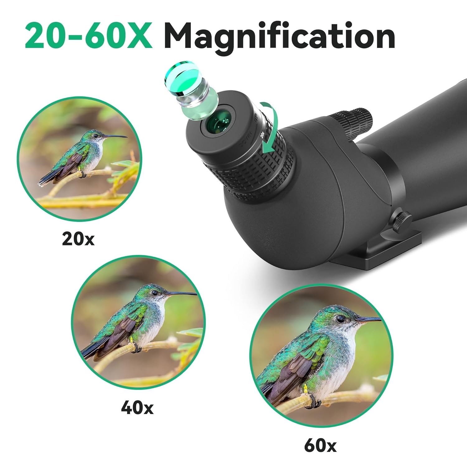 Gosky Flagship DiamondEdge 20-60x80 Spotting Scope with Tripod, Carrying Bag and Quick Phone Holder - BAK4 High Definition Waterproof Spotter Scope for Bird Watching Wildlife...
