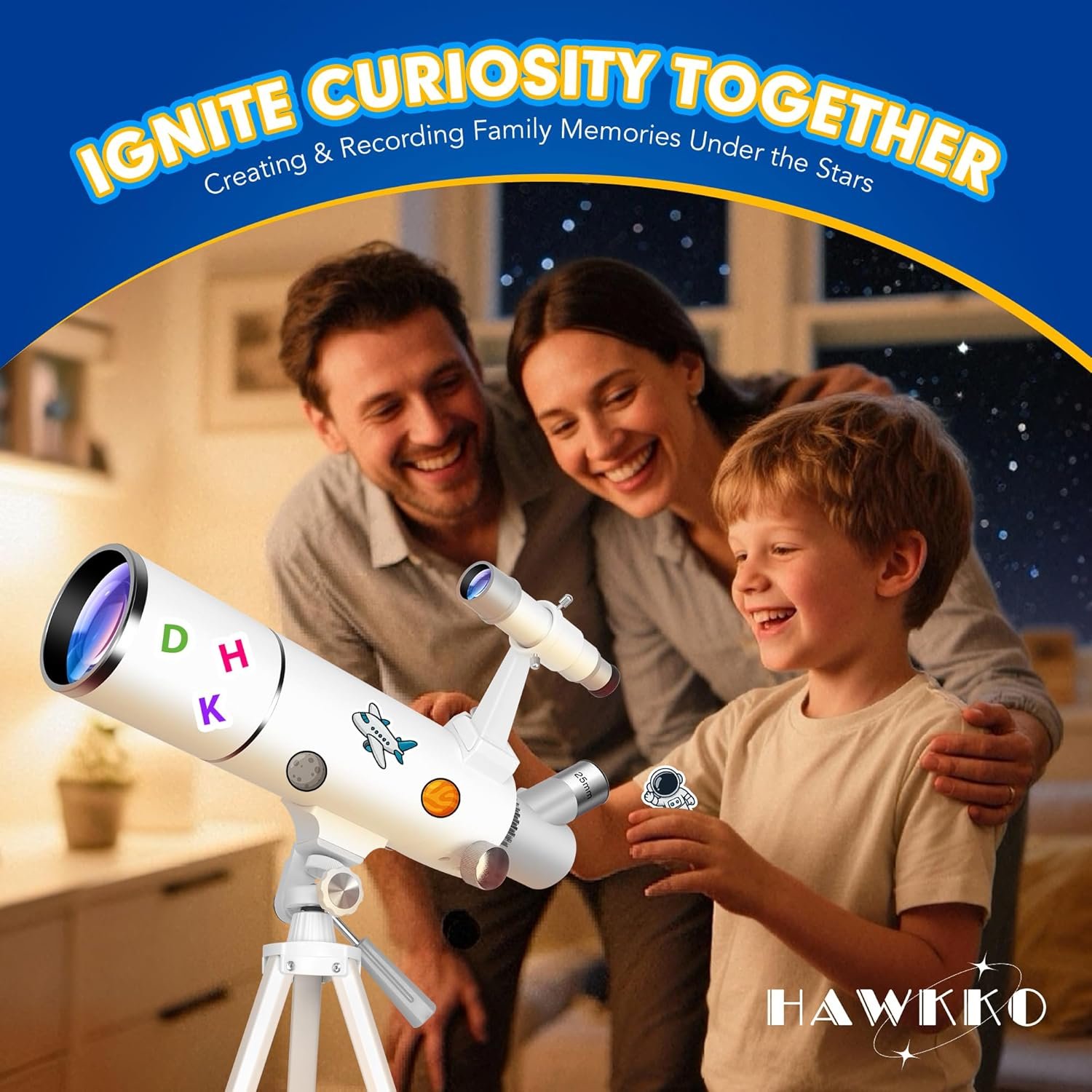 Hawkko Telescope for Adults & Kids – 80mm Aperture 500mm Telescopes for Adults Astronomy, (20X-150X) Portable Refractor Telescope Kit for Beginners with Decorate Stickers, AZ...