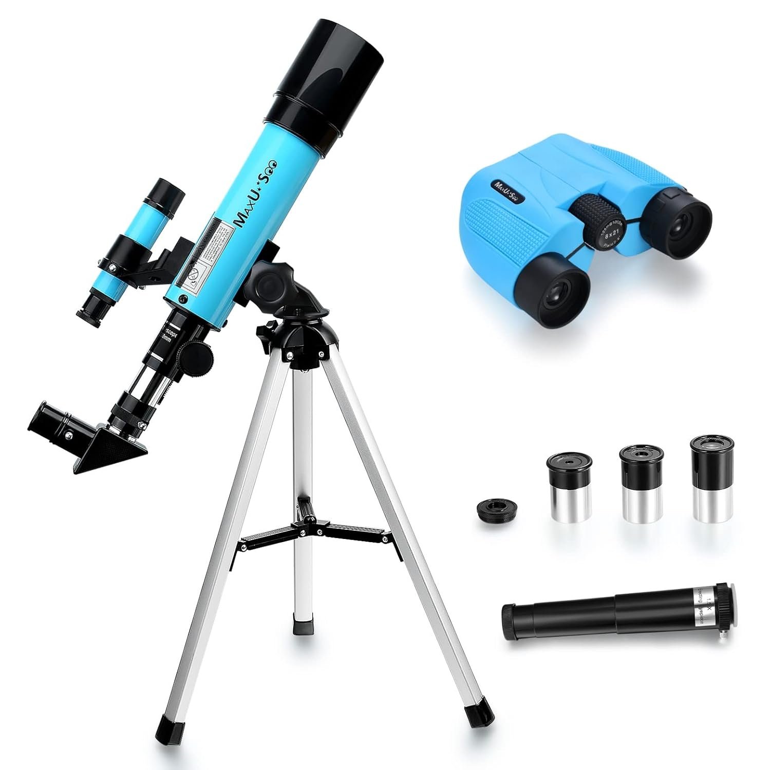 Lunar Telescope for Kids and Astronomy Beginners, Refractor Telescope with Finder Scope and 3 Eyepieces, Travel Telescope with Compact HD Binoculars for Moon Viewing Bird...