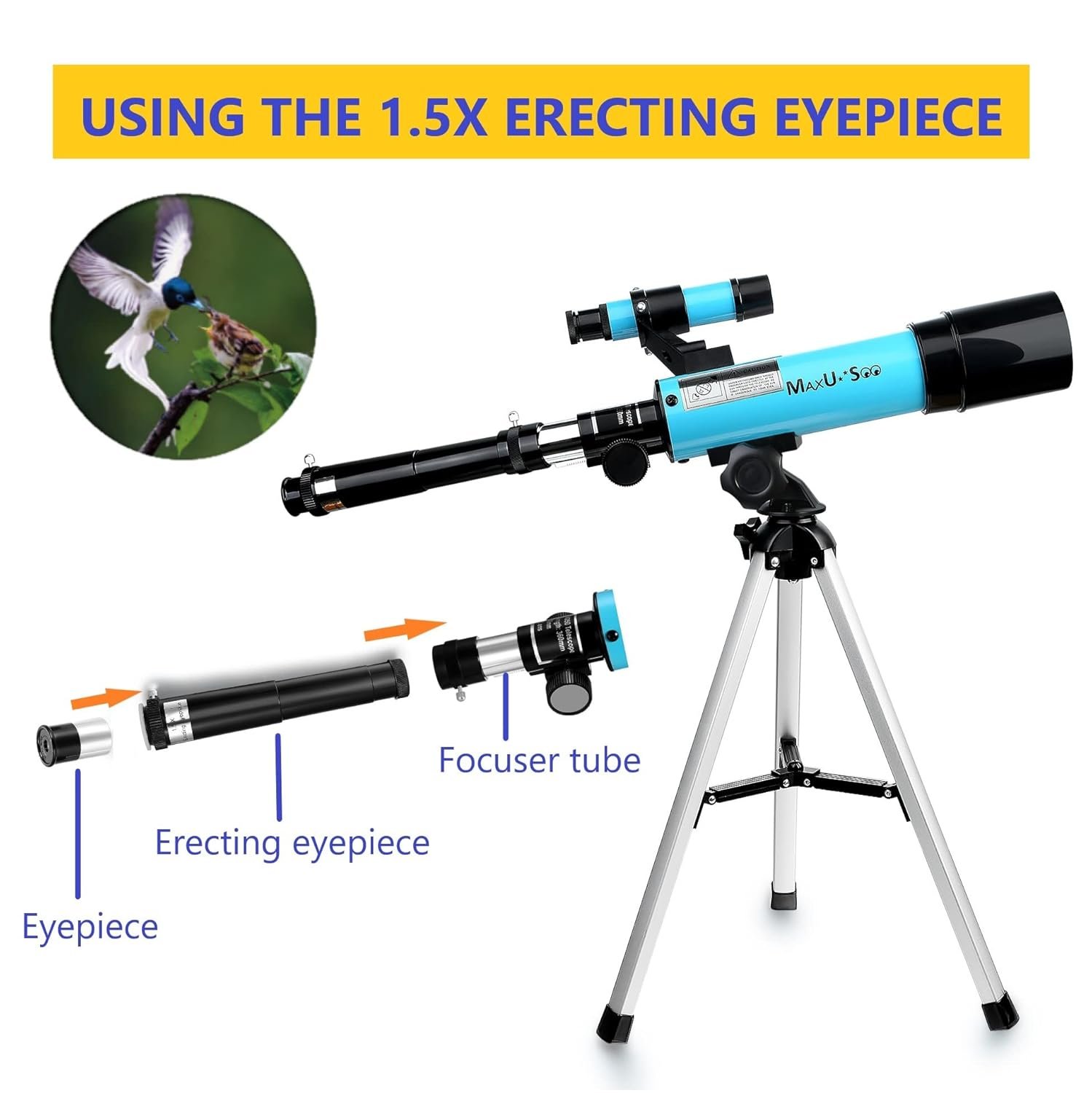 Lunar Telescope for Kids and Astronomy Beginners, Refractor Telescope with Finder Scope and 3 Eyepieces, Travel Telescope with Compact HD Binoculars for Moon Viewing Bird...