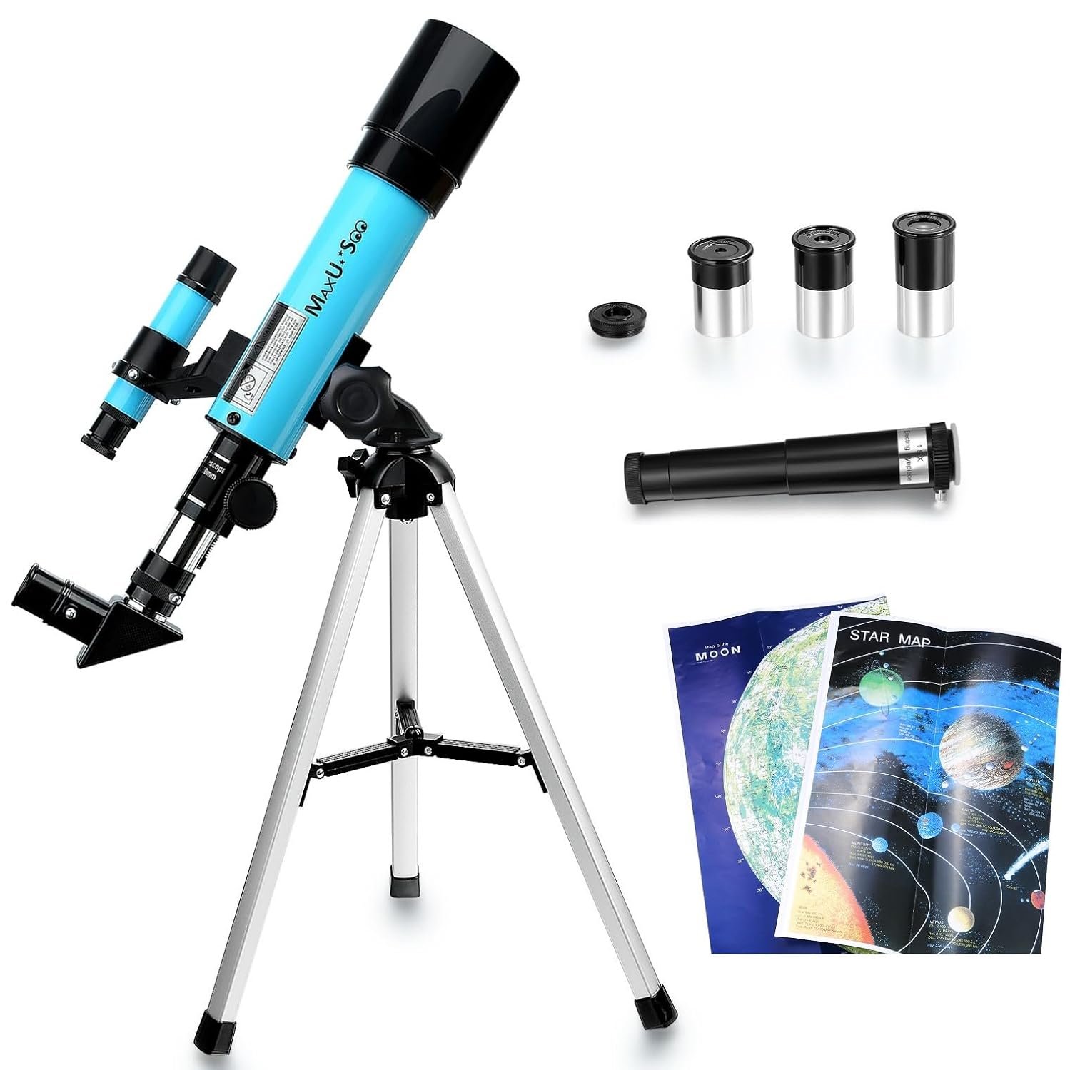Lunar Telescope for Kids and Astronomy Beginners, Refractor Telescope with Finder Scope and 3 Eyepieces, Travel Telescope with Compact HD Binoculars for Moon Viewing Bird...