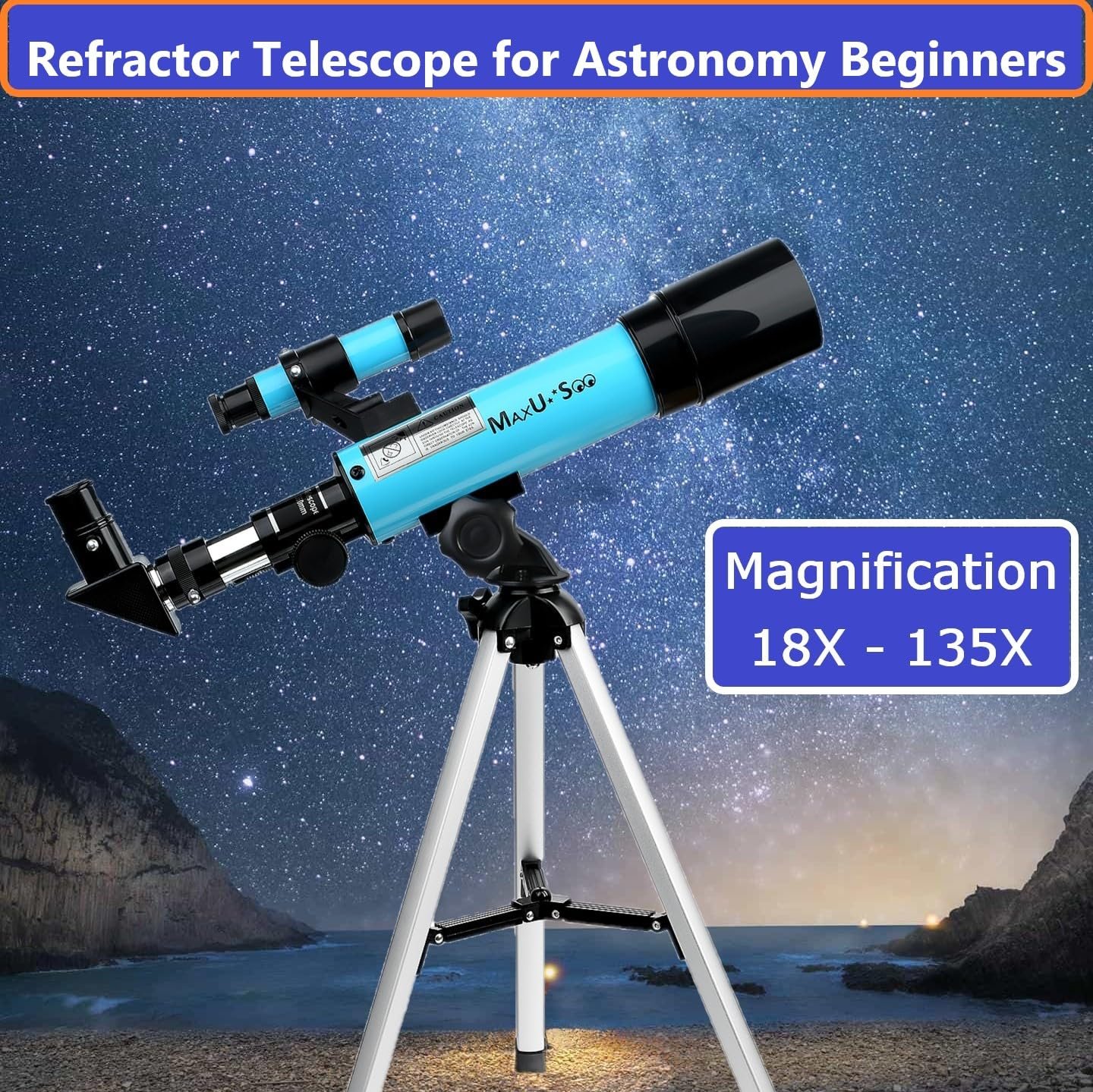 Lunar Telescope for Kids and Astronomy Beginners, Refractor Telescope with Finder Scope and 3 Eyepieces, Travel Telescope with Compact HD Binoculars for Moon Viewing Bird...