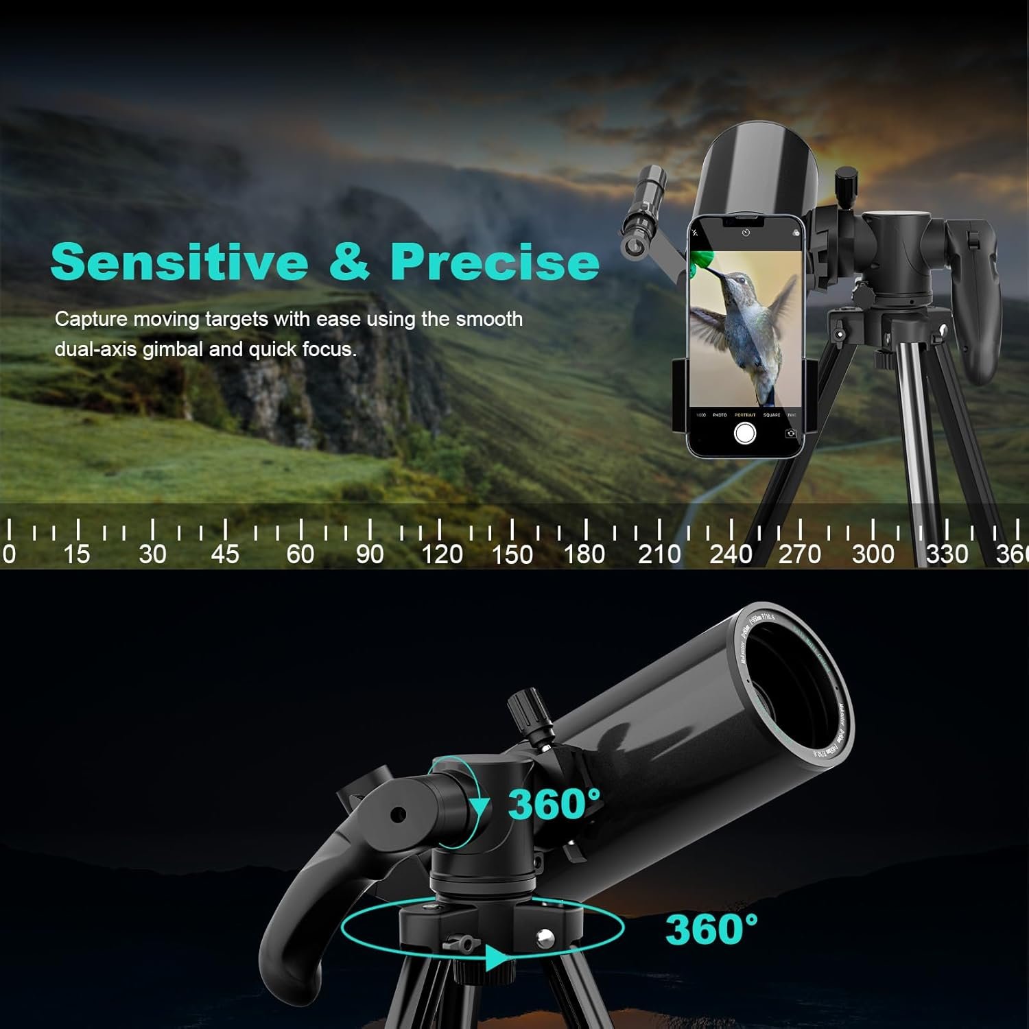 Maksutov-Cassegrain Telescopes for Adults Astronomy, 80mm Aperture 850mm Catadioptric Compound Telescope, Compact Portable Travel Telescope, w. Pro Tripod & Phone Adapter