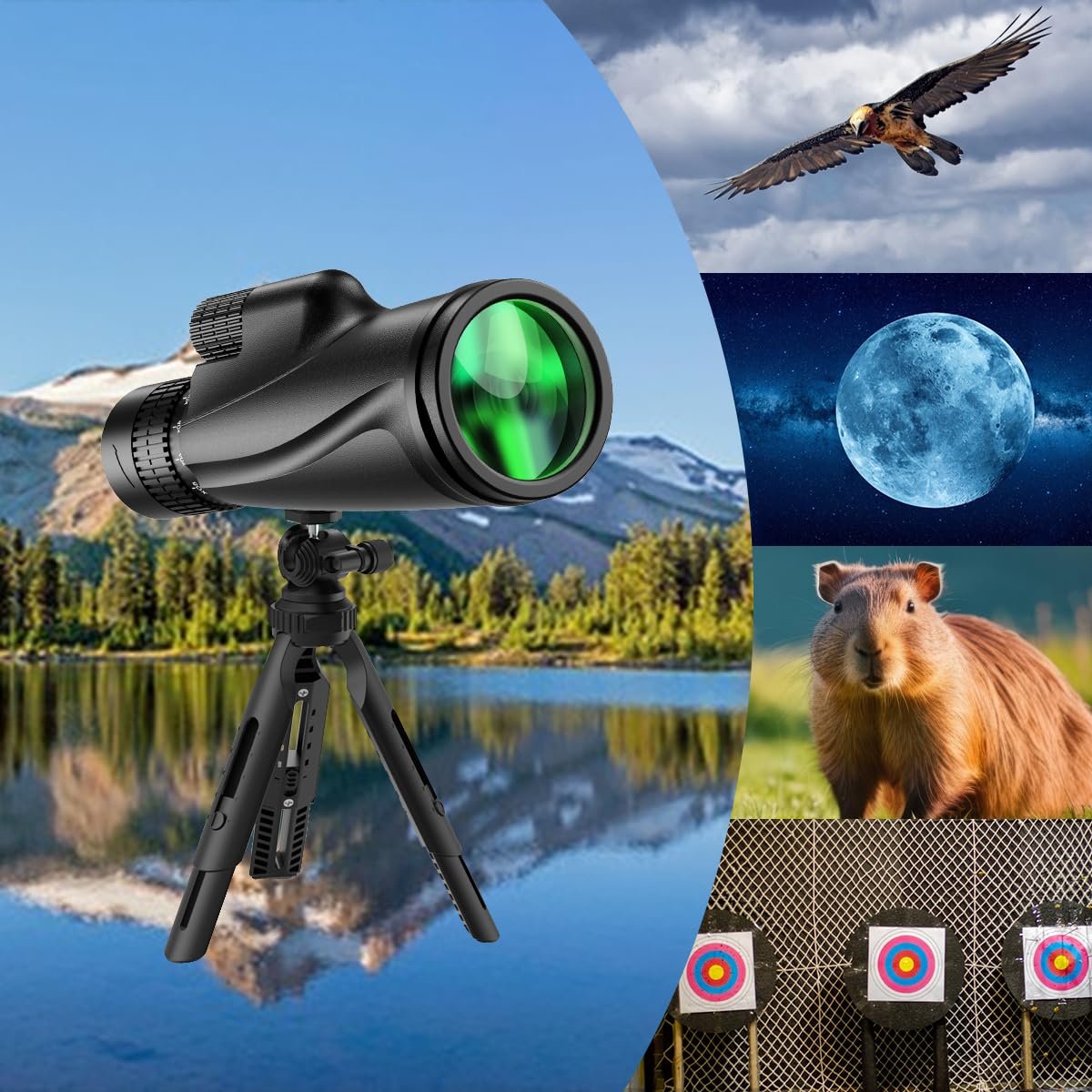 Monocular Telescope 80 x 100 High Powered Monoculars for Adults with Tripod, Monocular for Smartphone Suitable for Bird Watching Larger Vision Monoculars for Adults with BAK4...