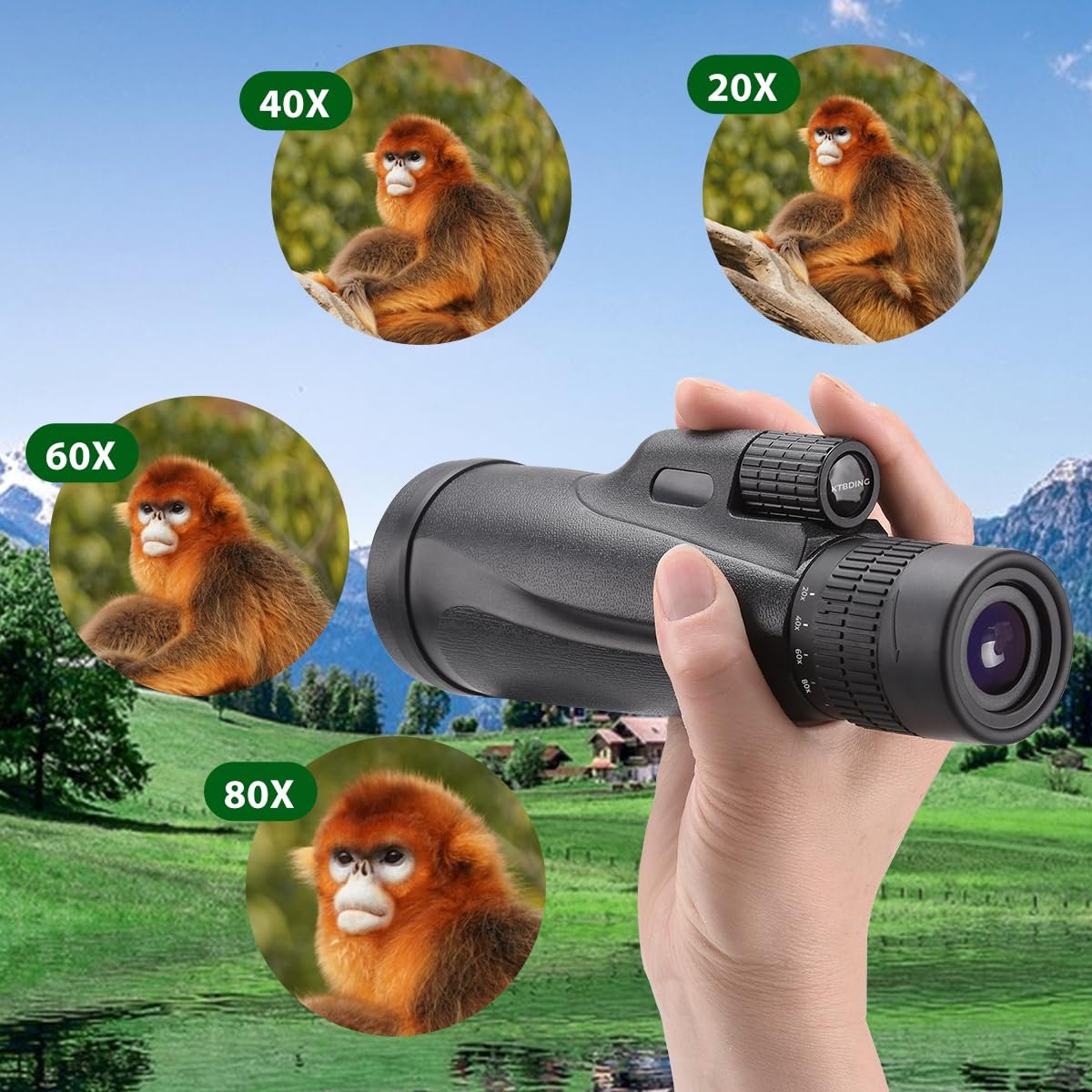 Monocular Telescope 80 x 100 High Powered Monoculars for Adults with Tripod, Monocular for Smartphone Suitable for Bird Watching Larger Vision Monoculars for Adults with BAK4...