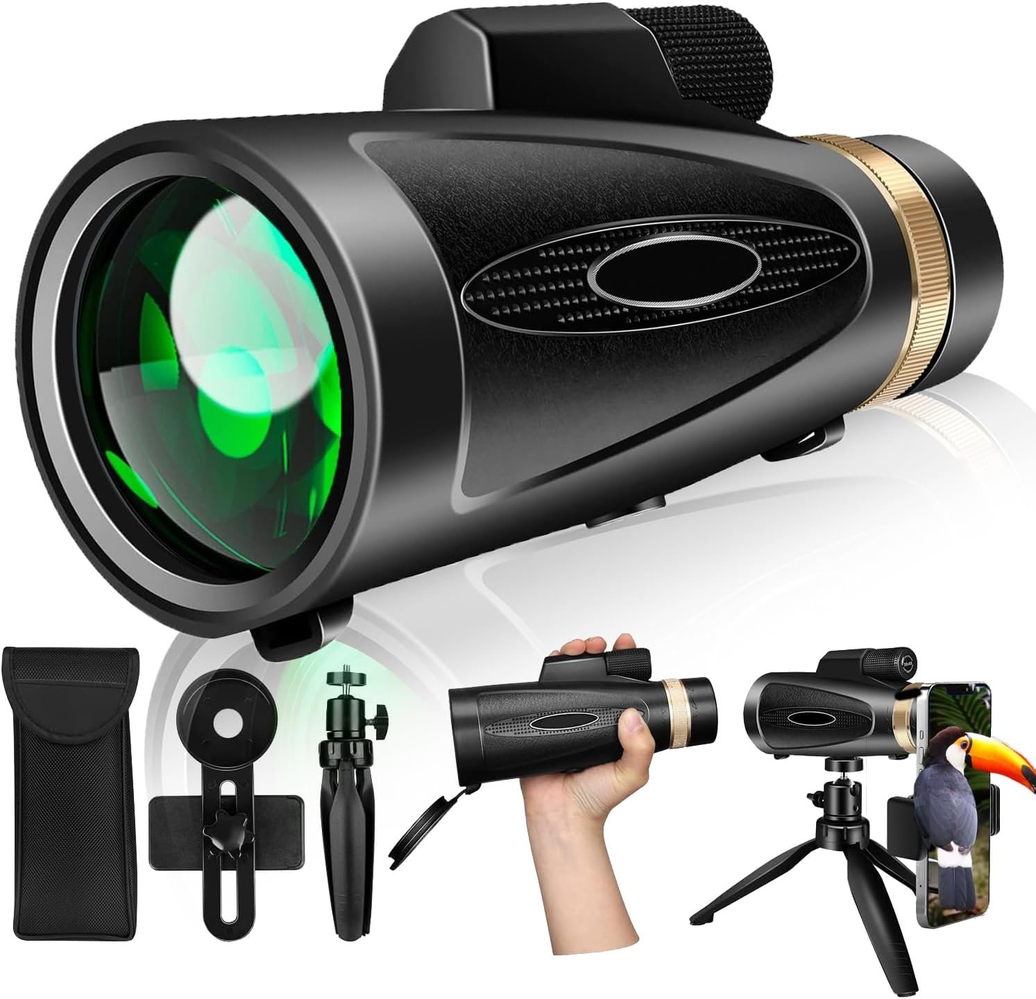 Monocular Telescope 80x100 High Power with Smartphone Adapter Tripod,Larger Vision Monoculars for Adults with BAK4 Prism & FMC Lens, Suitable for Bird Watching Hunting Hiking...