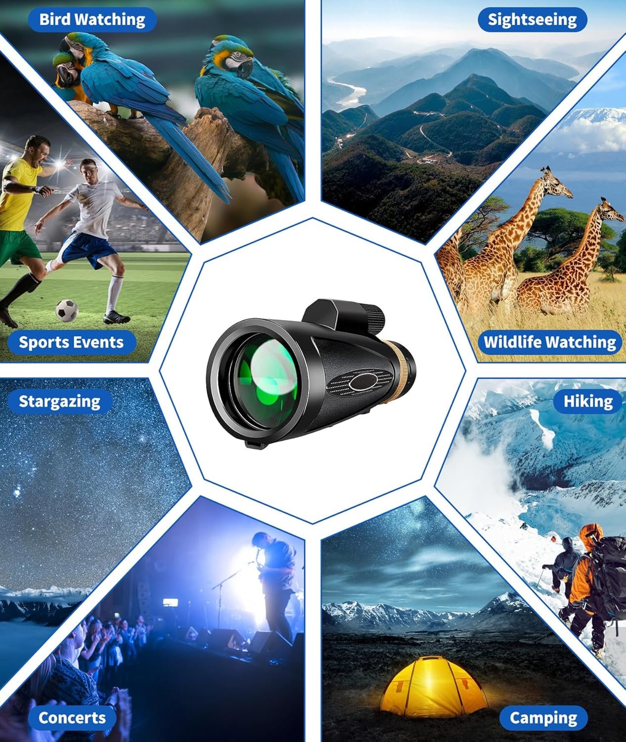 Monocular Telescope 80x100 High Power with Smartphone Adapter Tripod,Larger Vision Monoculars for Adults with BAK4 Prism & FMC Lens, Suitable for Bird Watching Hunting Hiking...
