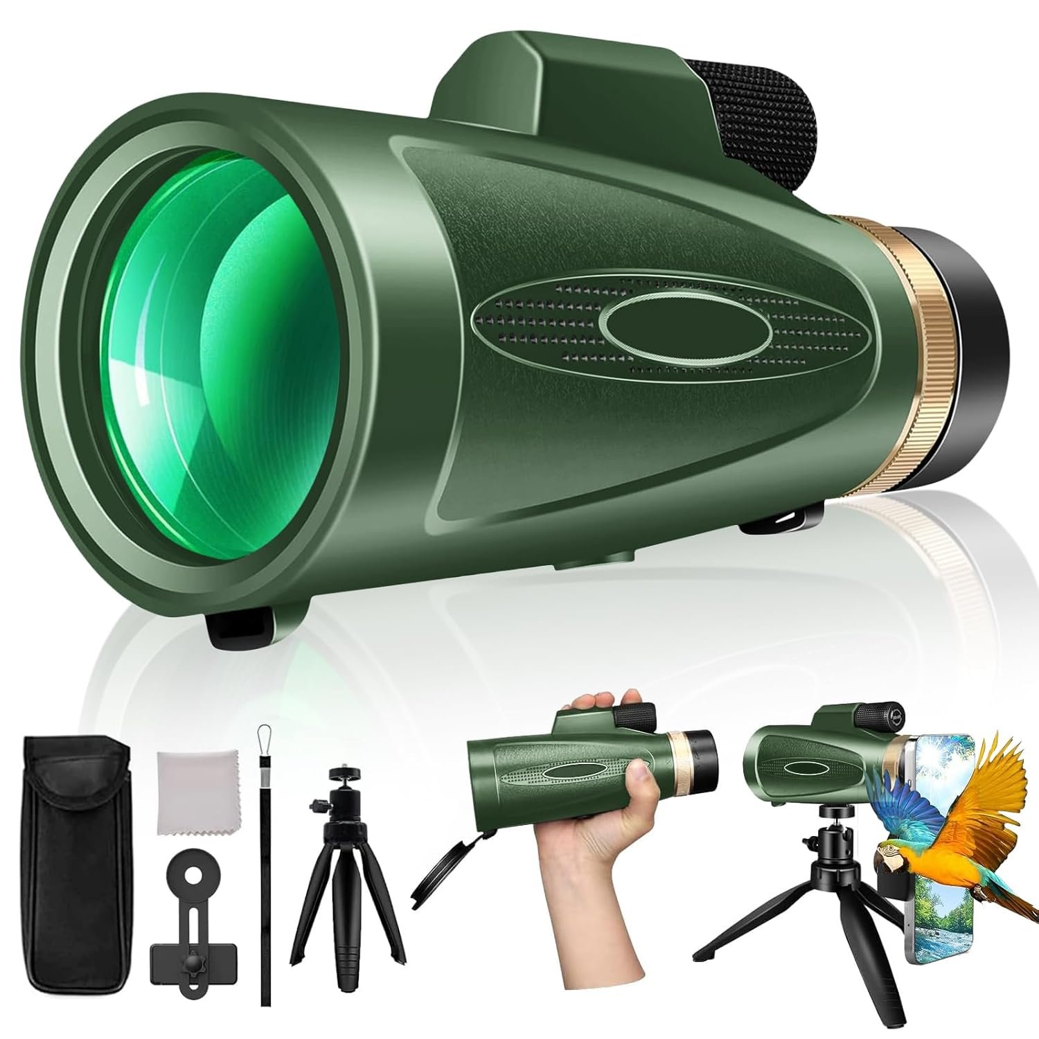 Monocular Telescope 80x100 High Power with Smartphone Adapter Tripod,Larger Vision Monoculars for Adults with BAK4 Prism & FMC Lens, Suitable for Bird Watching Hunting Hiking...