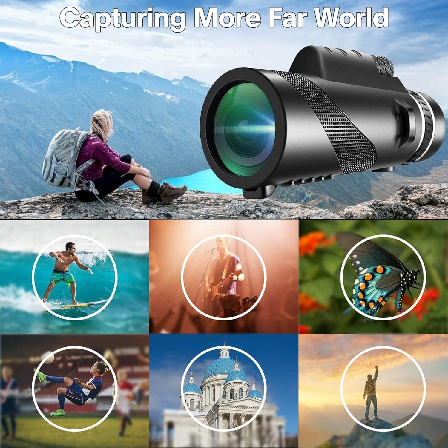 Monocular-Telescope 80x100 High Powered Monoculars High Definition for Adults High Powered with Smartphone Adapter Telescope Hunting Wildlife Bird Watching Travel Camping...