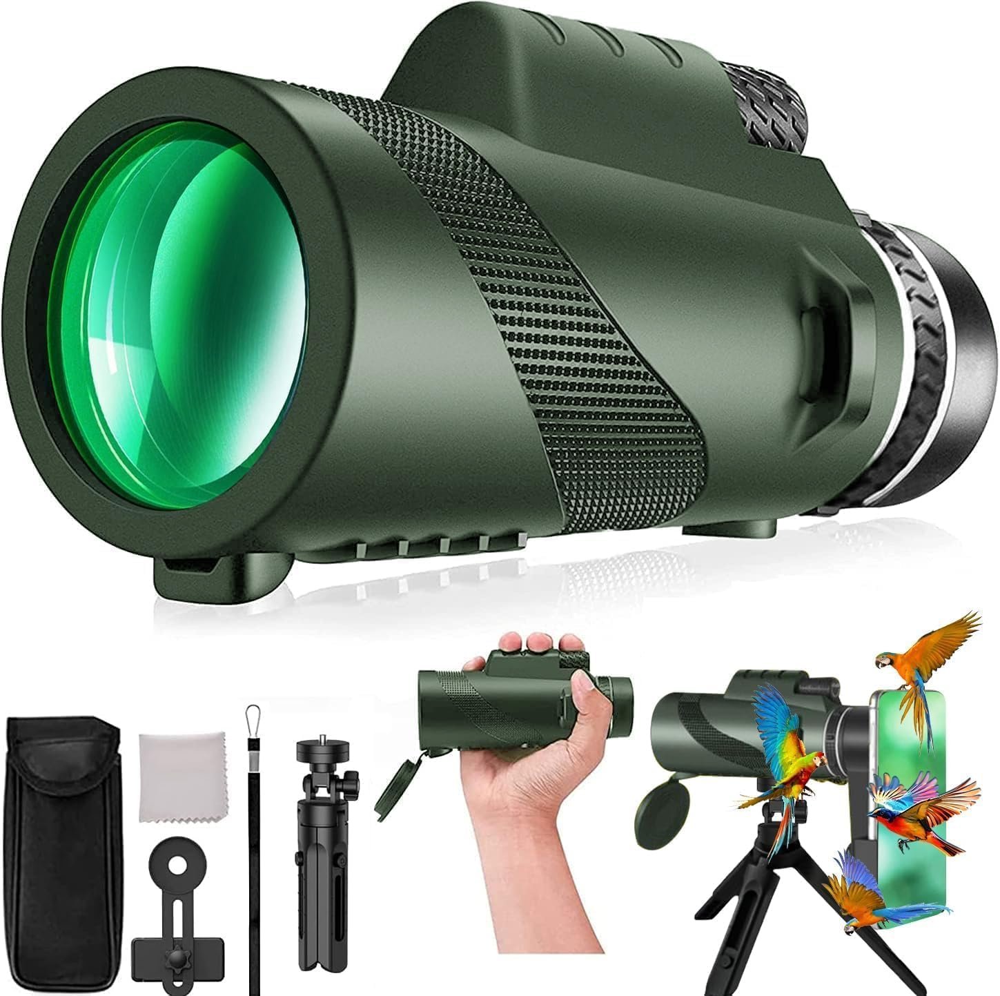 Monocular-Telescope 80x100 High Powered Monoculars High Definition for Adults High Powered with Smartphone Adapter Telescope Hunting Wildlife Bird Watching Travel Camping...