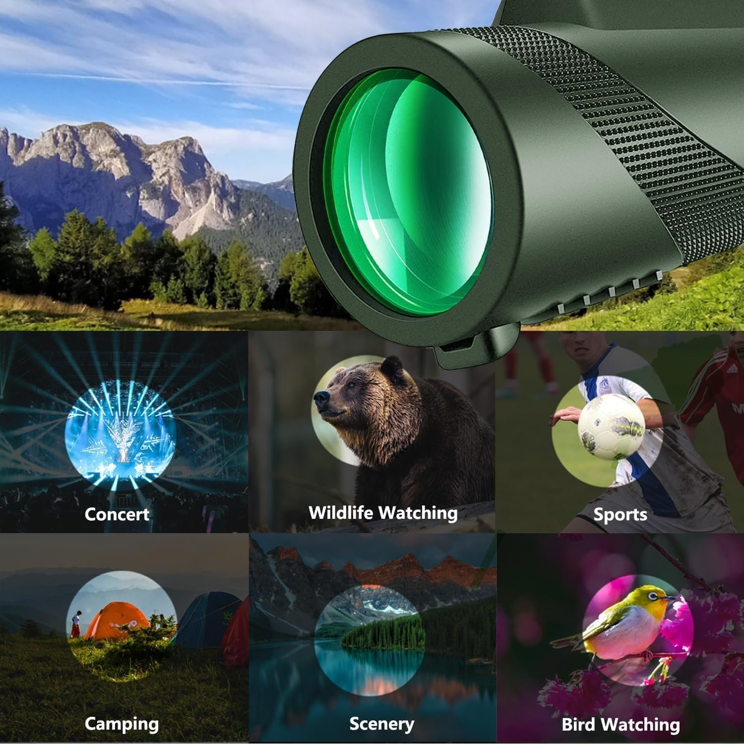 Monocular-Telescope 80x100 High Powered Monoculars High Definition for Adults High Powered with Smartphone Adapter Telescope Hunting Wildlife Bird Watching Travel Camping...