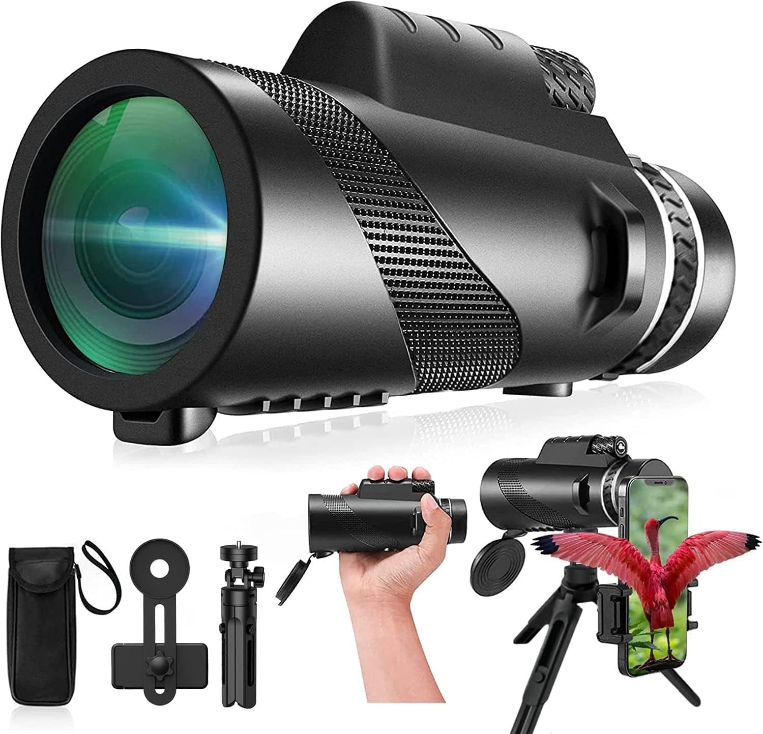 Monocular-Telescope 80x100 High Powered Monoculars High Definition for Adults High Powered with Smartphone Adapter Telescope Hunting Wildlife Bird Watching Travel Camping...