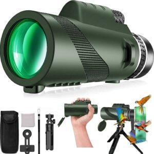 Monocular-Telescope 80x100 High Powered Monoculars High Definition for Adults High Powered with Smartphone Adapter Telescope Hunting Wildlife Bird Watching Travel Camping...