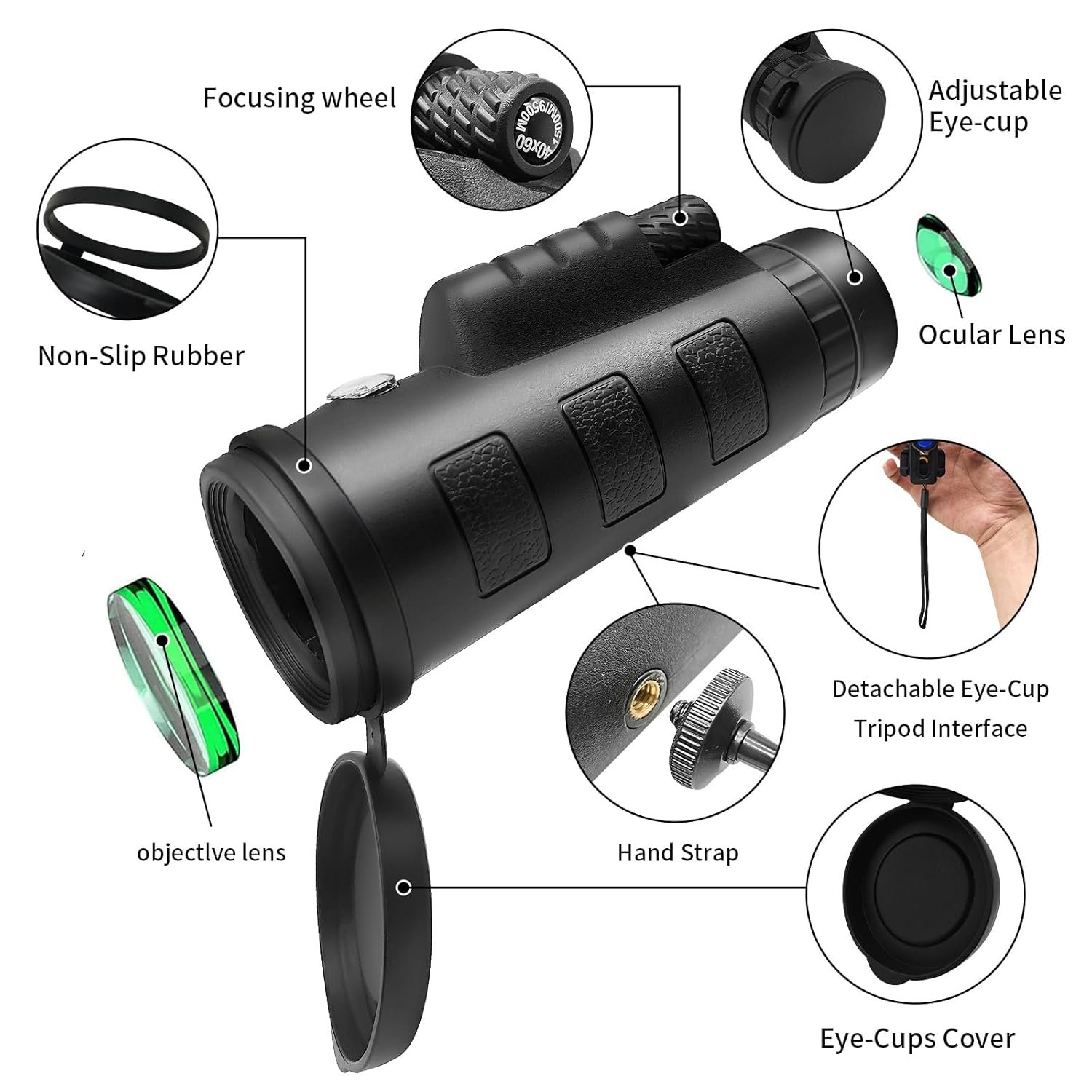 Monocular Telescope for Adults,12x50 HD Large Vision Monoculars with Smartphone Adapter Tripod,High Powered Monocular for Bird Watching Hunting Hiking Camping Wildlife,BAK4...