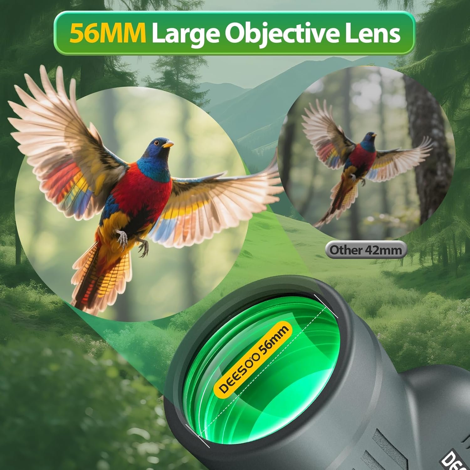 Monocular Telescope for Adults High Powered - 12x56 Waterproof Monocular Scope with Clear Low Light Vision - Compact Telescope with Tripod Smartphone Adapter for Bird Watching...