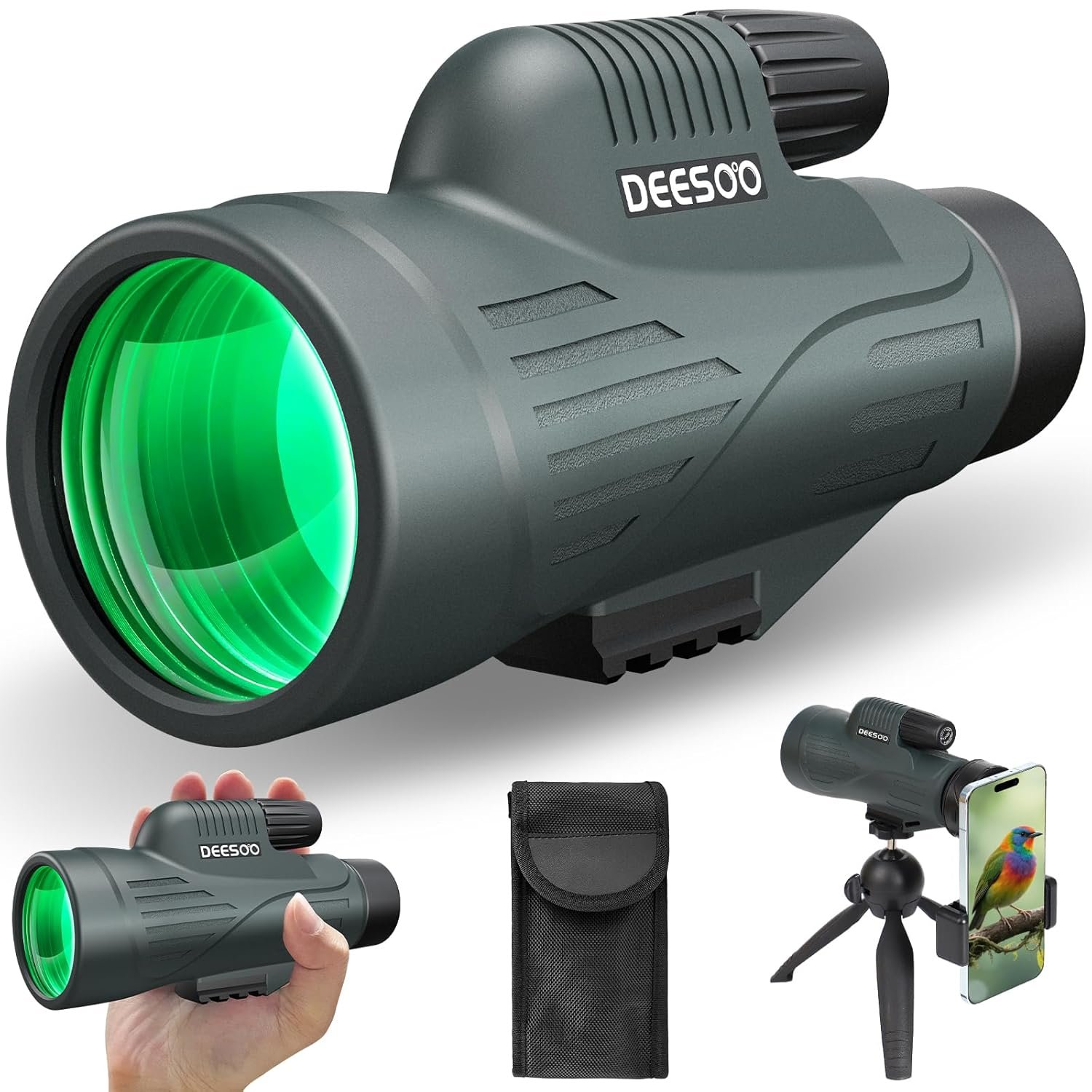 Monocular Telescope for Adults High Powered - 12x56 Waterproof Monocular Scope with Clear Low Light Vision - Compact Telescope with Tripod Smartphone Adapter for Bird Watching...