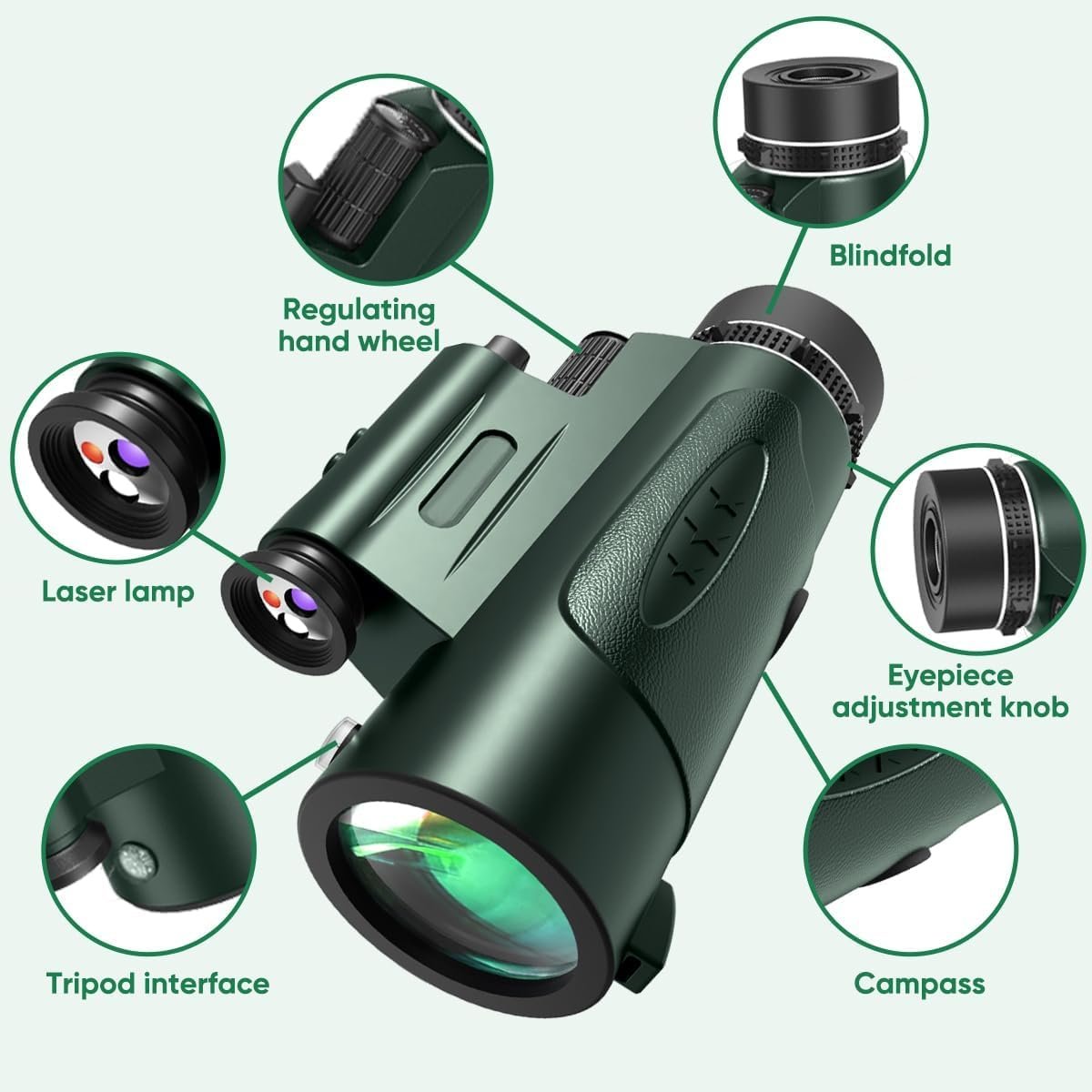 Monocular Telescope with Lights HD Monoculars 80x100 for Adults High Powered Monocular for Hunting with Smartphone Holder & Tripod, Handheld Telescope Suitable for Bird Watching...