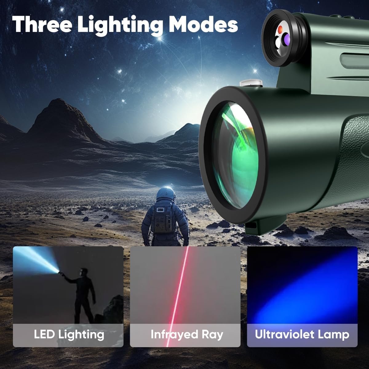 Monocular Telescope with Lights HD Monoculars 80x100 for Adults High Powered Monocular for Hunting with Smartphone Holder & Tripod, Handheld Telescope Suitable for Bird Watching...