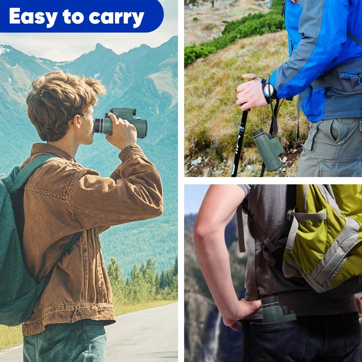 Monocular Telescope with Lights HD Monoculars 80x100 for Adults High Powered Monocular for Hunting with Smartphone Holder & Tripod, Handheld Telescope Suitable for Bird Watching...