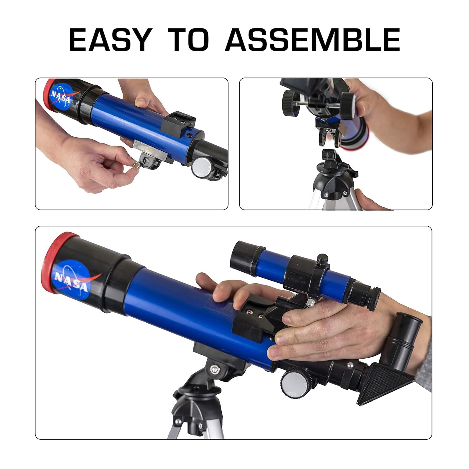NASA Lunar Telescope for Kids – 90x Magnification, Includes Two Eyepieces, Tabletop Tripod, and Finder Scope- Kids Telescope for Astronomy Beginners, Space Toys, NASA Gifts...