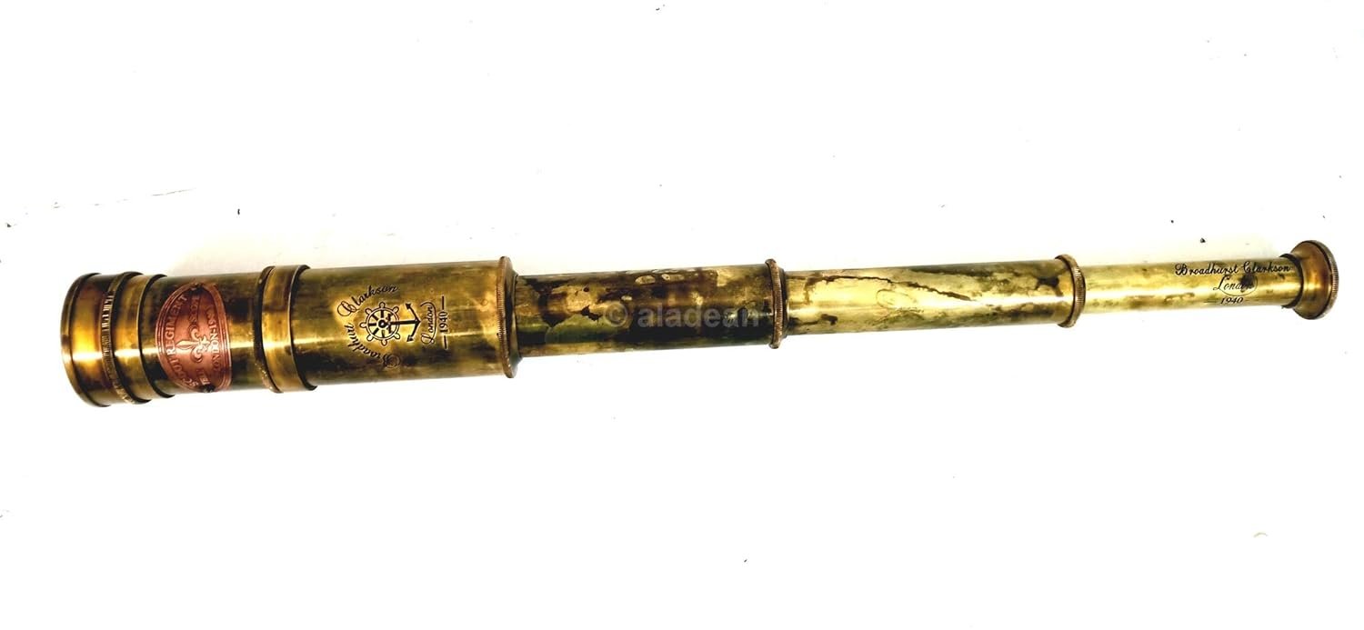 Scout Regiment Brass Telescope 19" London 1940 Broadhurt Clarkson Antique Replica Spyglass Scope High Resolution DF Lens Brilliant Magnification (Scout -19")