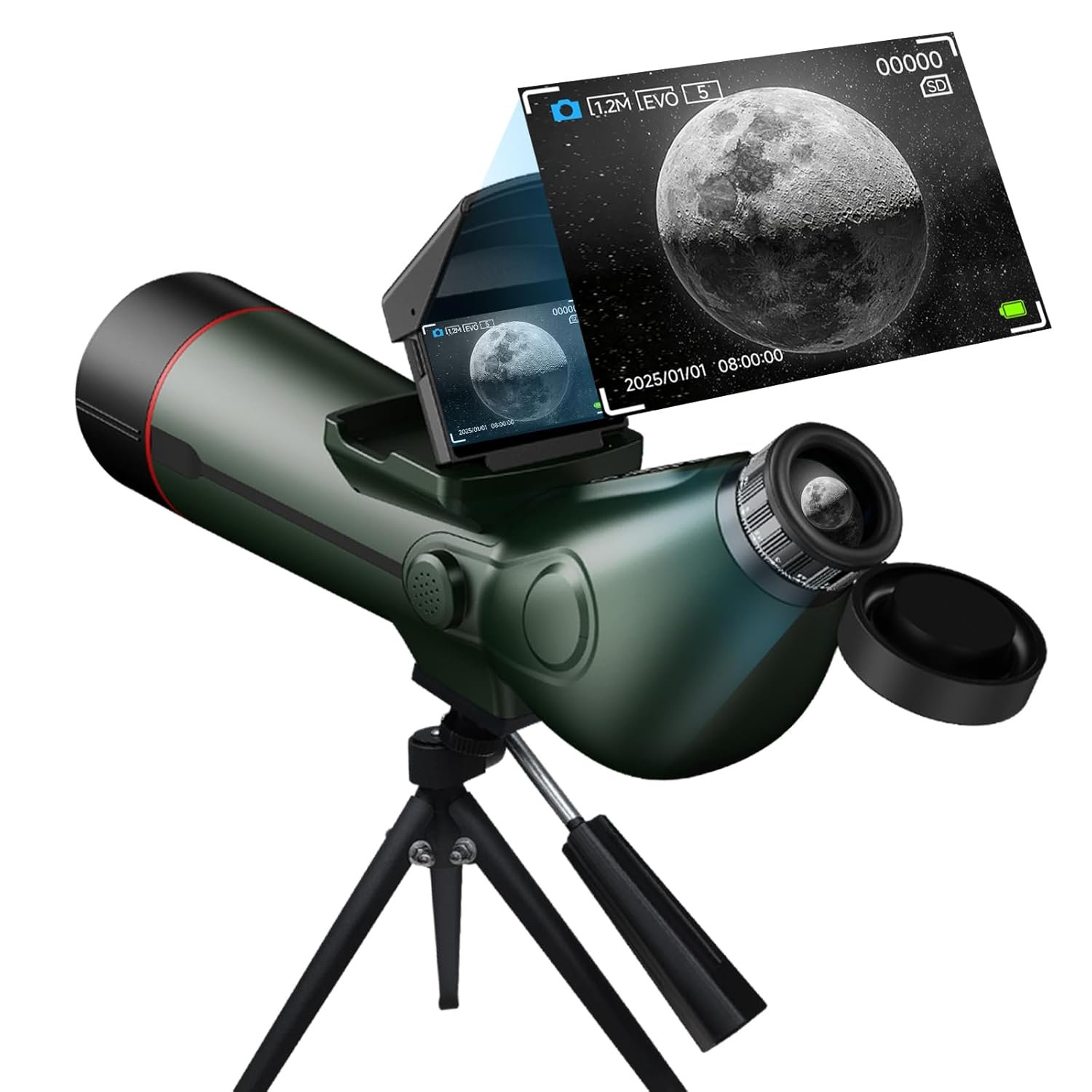 Smart Telescope, Professional Refractor Auto-focus Portable Digital Electronic Telescopes with 4K Astrophotography Camera, Internal And Externat Dual Screens Spotter for Adults...