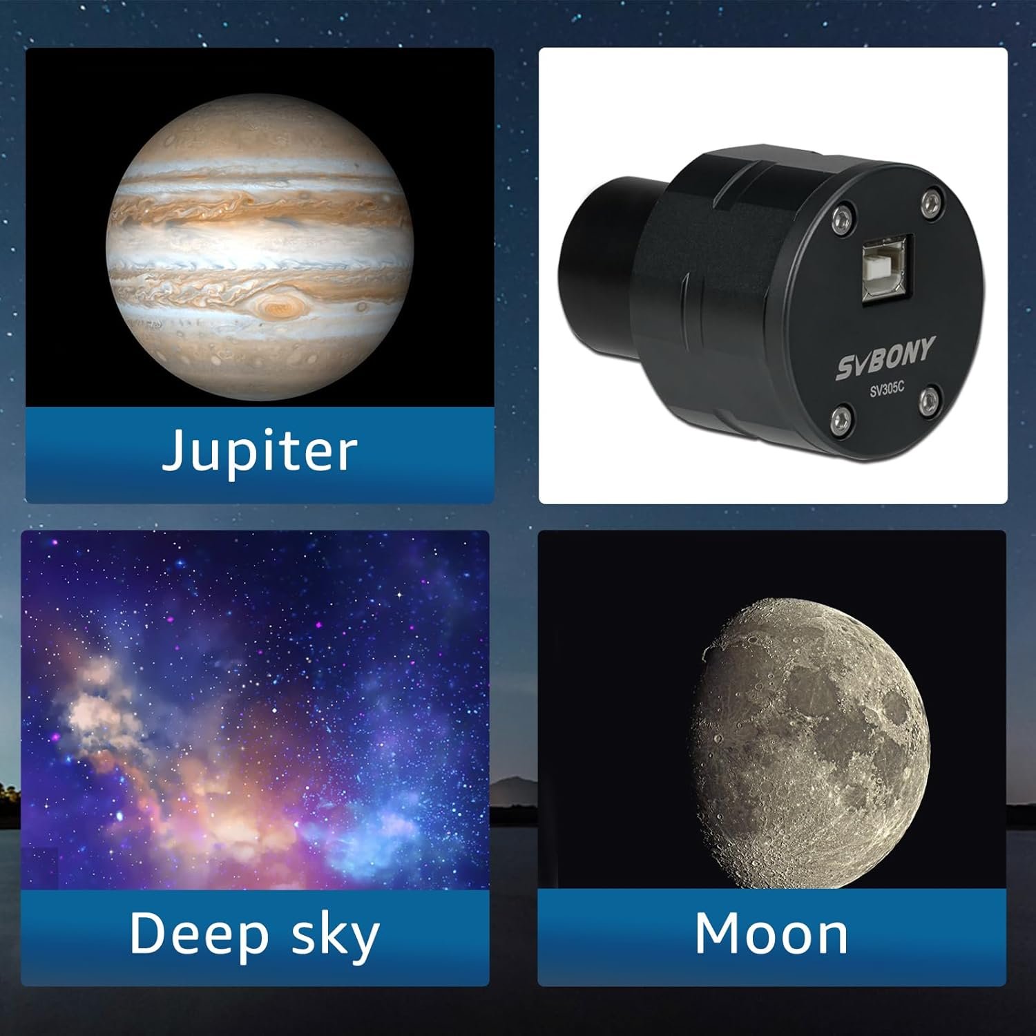 SVBONY SV305C Astrophotography Camera, 2.1MP IMX662 Color Telescope Camera with Removable UV IR Cut Glass, 1.25" Electronic Telescope Eyepiece for Planetary Moon...