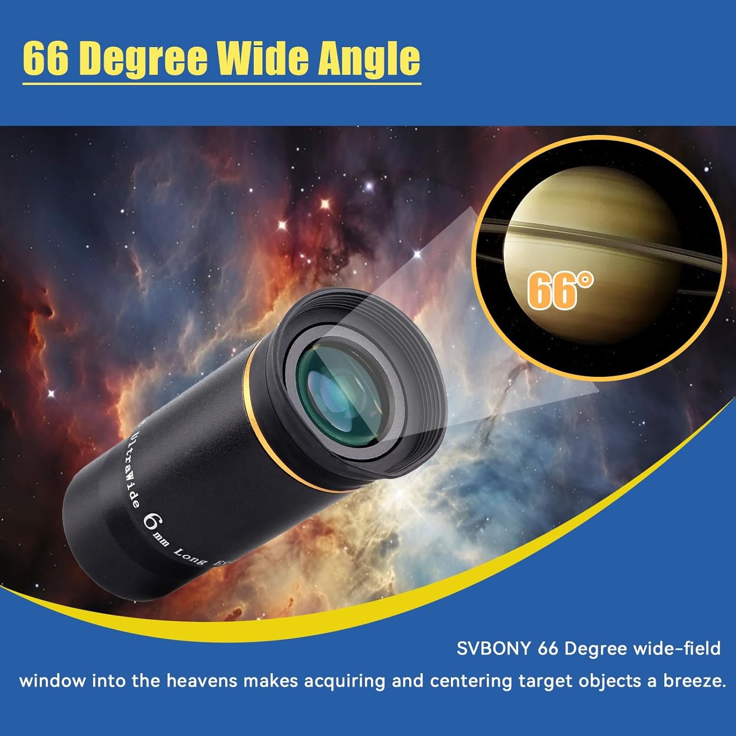 SVBONY Telescope Eyepiece Fully Multi Coated 1.25 inches Telescope Lens 66 Degree Ultra Wide Angle HD Telescope Accessory (6mm 9mm 15mm 20mm)