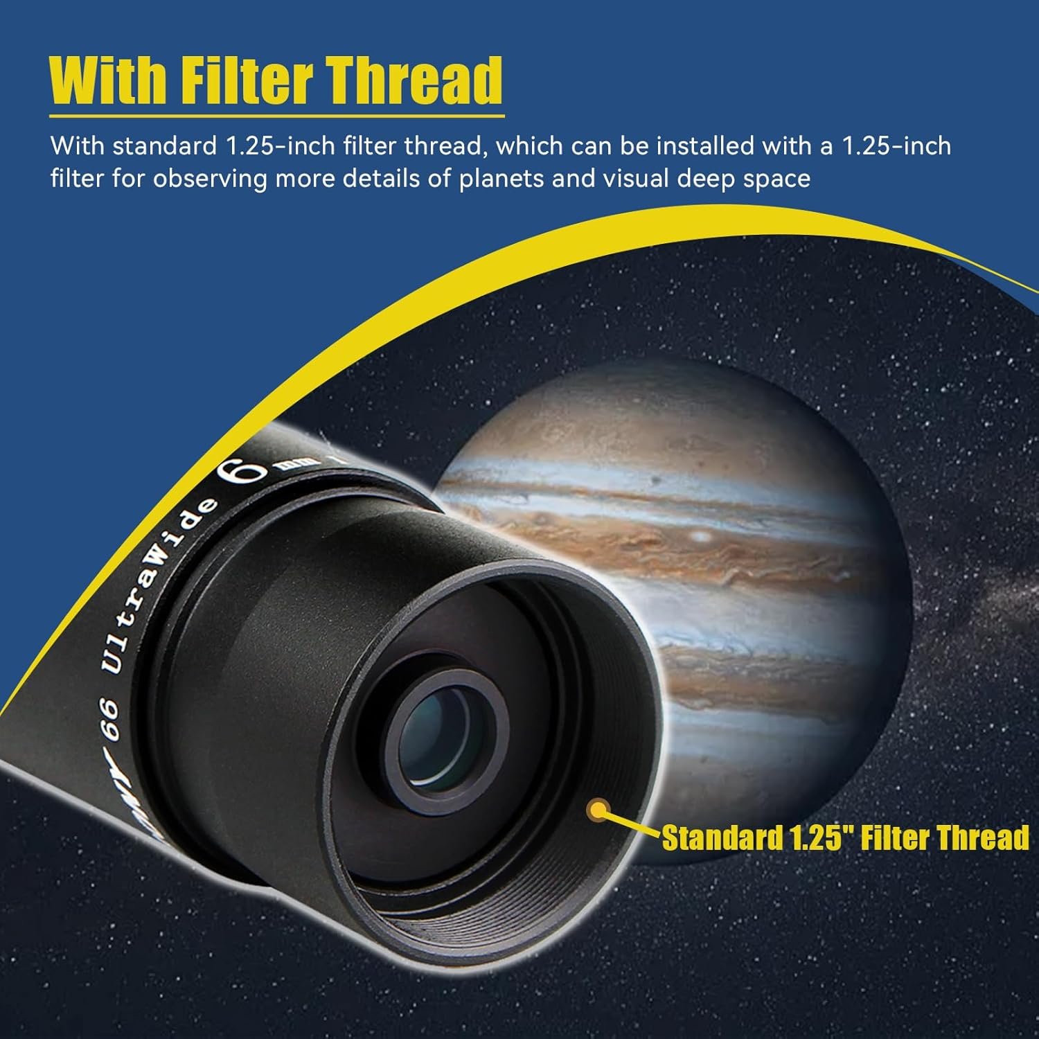 SVBONY Telescope Eyepiece Fully Multi Coated 1.25 inches Telescope Lens 66 Degree Ultra Wide Angle HD Telescope Accessory (6mm 9mm 15mm 20mm)