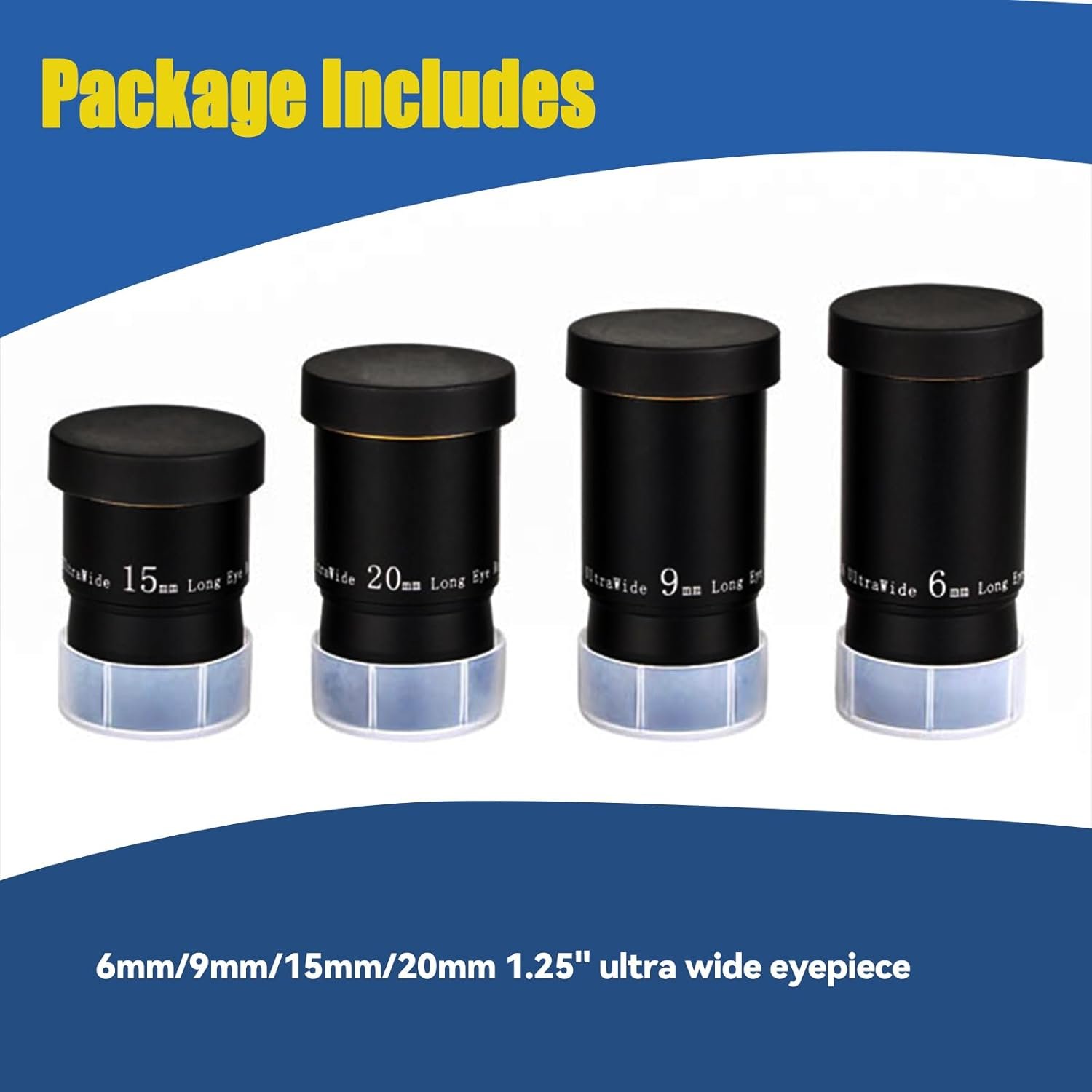 SVBONY Telescope Eyepiece Fully Multi Coated 1.25 inches Telescope Lens 66 Degree Ultra Wide Angle HD Telescope Accessory (6mm 9mm 15mm 20mm)
